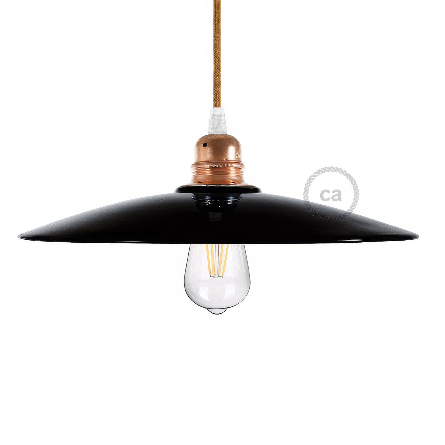 Paralume Piatto in ceramica per sospensione - Made in Italy - Nero - Rame