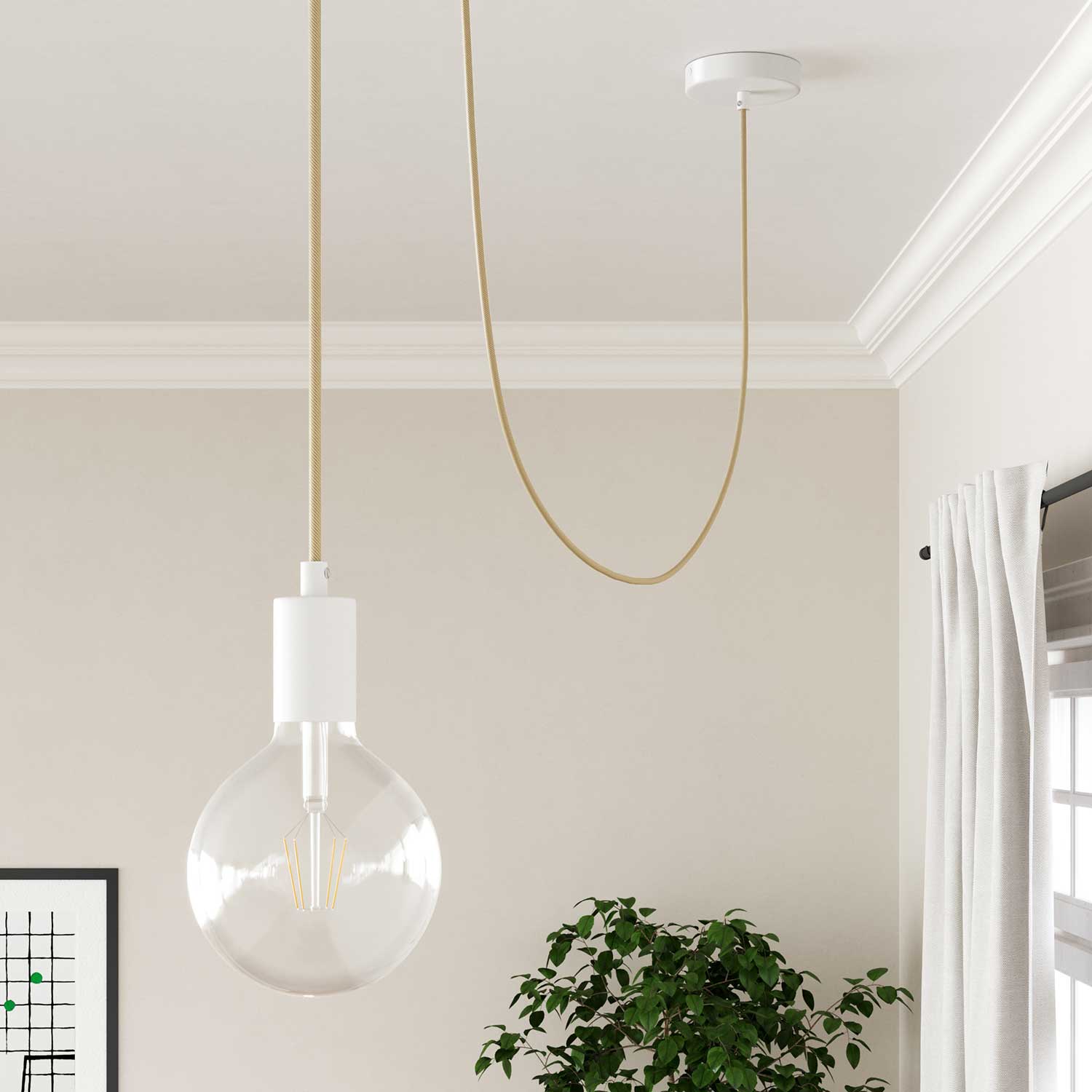 Cavo per illuminazione Crema e Nocciola Vertigo - L'Originale Creative Cables, per lampade classiche e moderne - ERM53