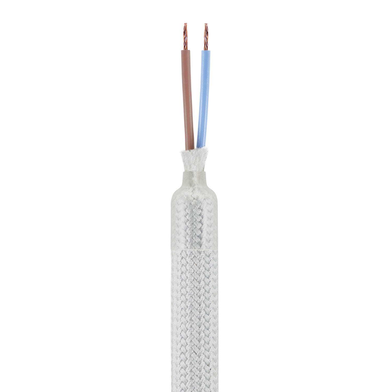 Kit Creative Flex tubo flessibile di estensione rivestito in tessuto RM02 Argento con terminali metallici Bianco opaco 30 cm