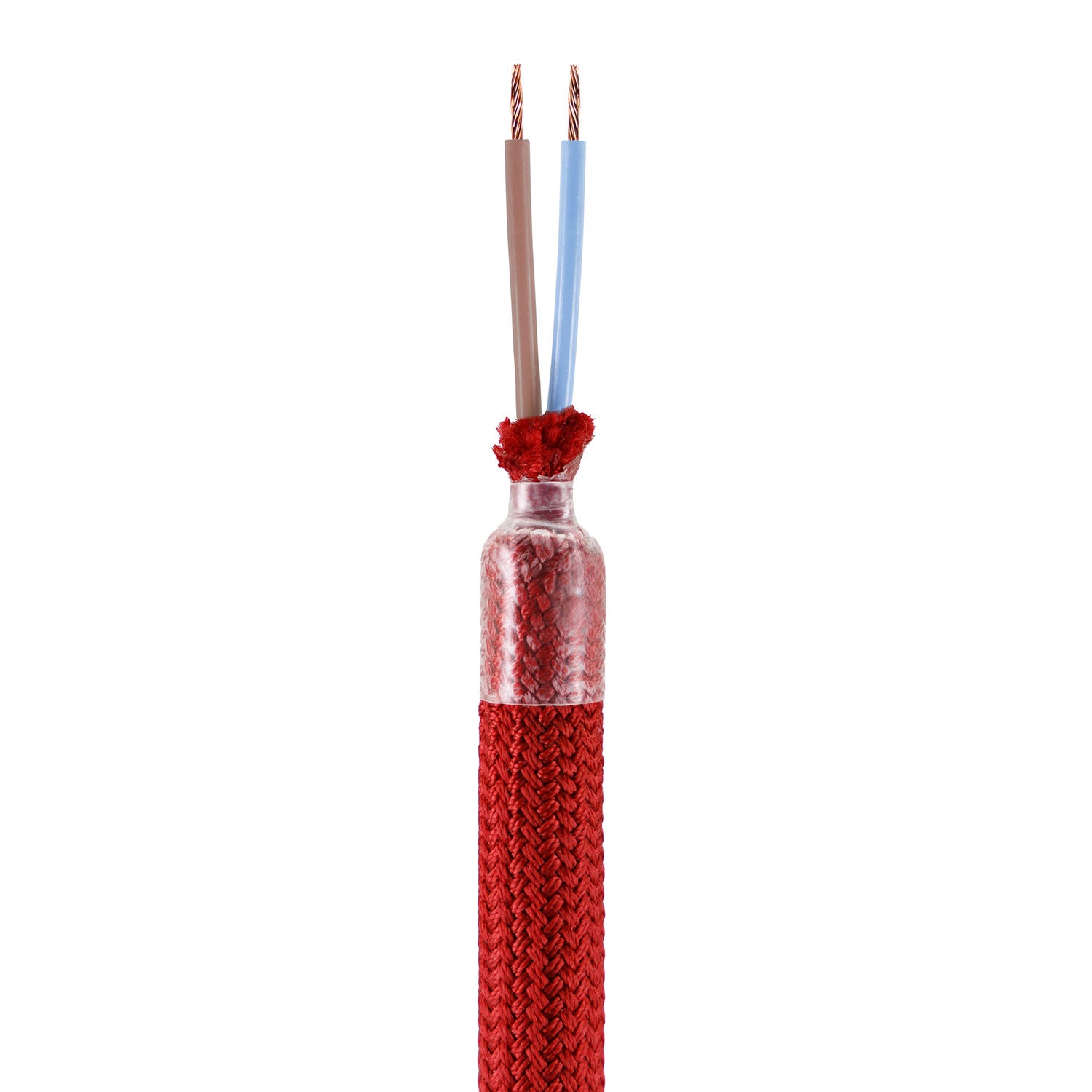 Kit Creative Flex tubo flessibile di estensione rivestito in tessuto RM09 Rosso con terminali metallici Bianco opaco 30 cm