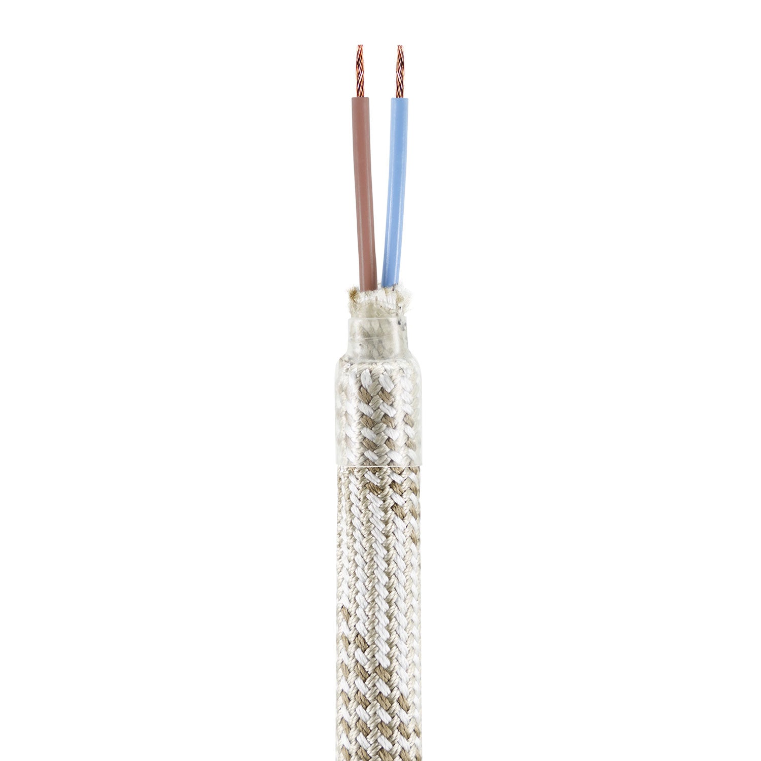 Kit Creative Flex tubo flessibile di estensione rivestito in tessuto RM72 Mèlange chiaro con terminali metallici Bianco opaco 30 cm