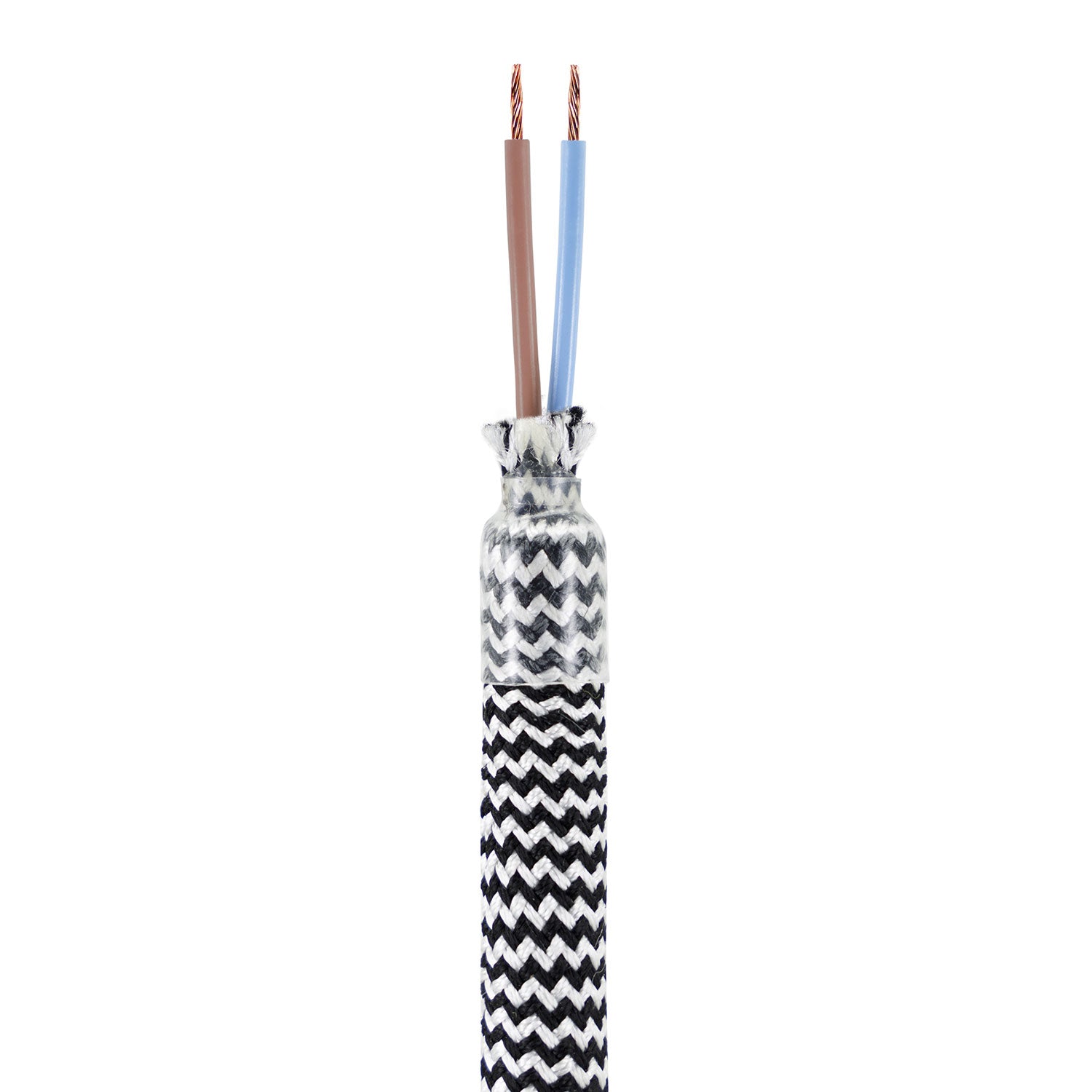 Kit Creative Flex tubo flessibile di estensione rivestito in tessuto RZ04 Nero Bianco con terminali metallici Bianco opaco 30 cm