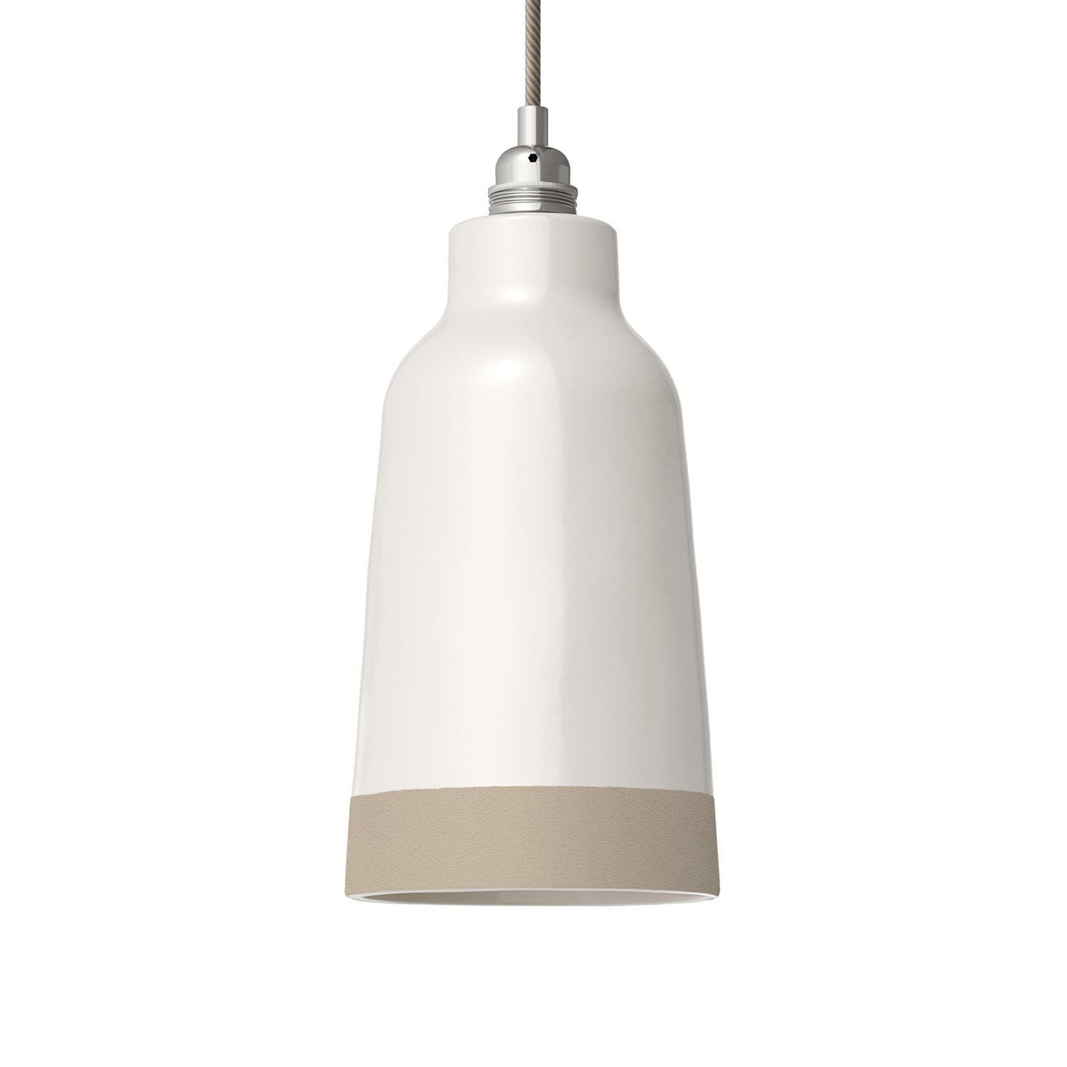 Paralume Bottiglia bicolore in ceramica Bianco e Tortora, collezione Materia - Made in Italy
