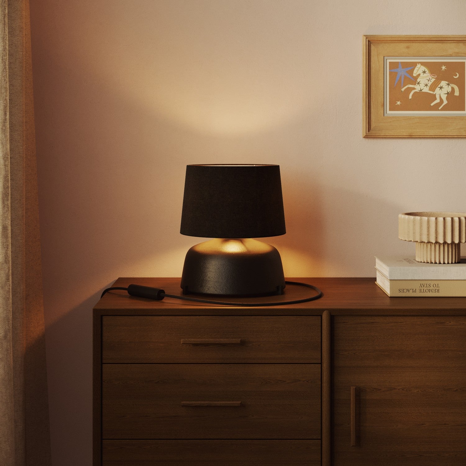 Paralume Athena con attacco E27 per lampada da tavolo - Made in Italy - Lana grigio scura