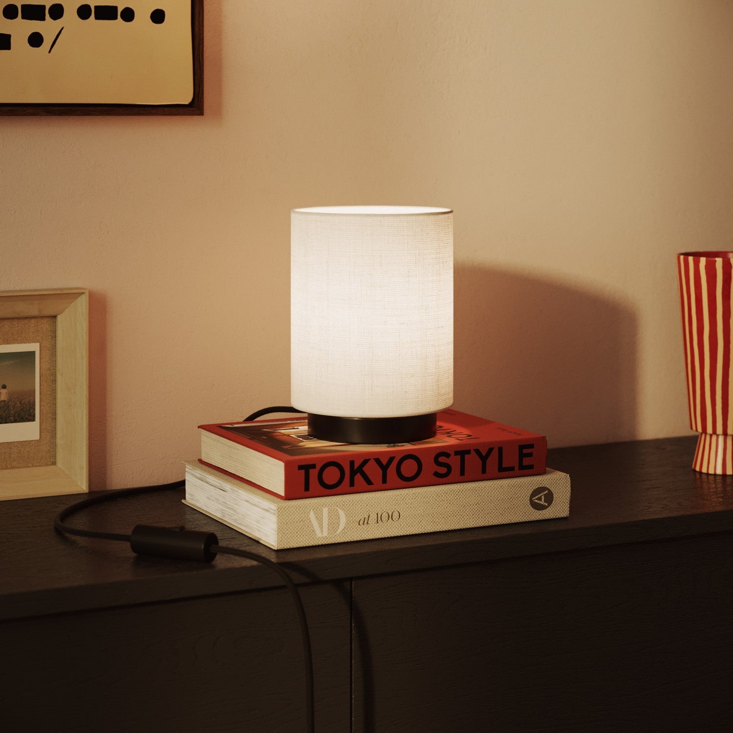 Paralume Cilindro in tessuto con attacco E27 - 100% Made in Italy - Lino bianco lucido