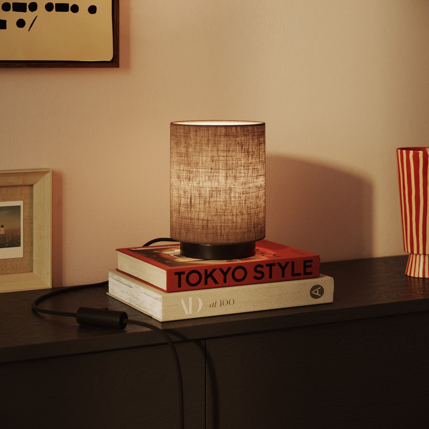 Paralume Cilindro in tessuto con attacco E27 - 100% Made in Italy - Camelot marrone