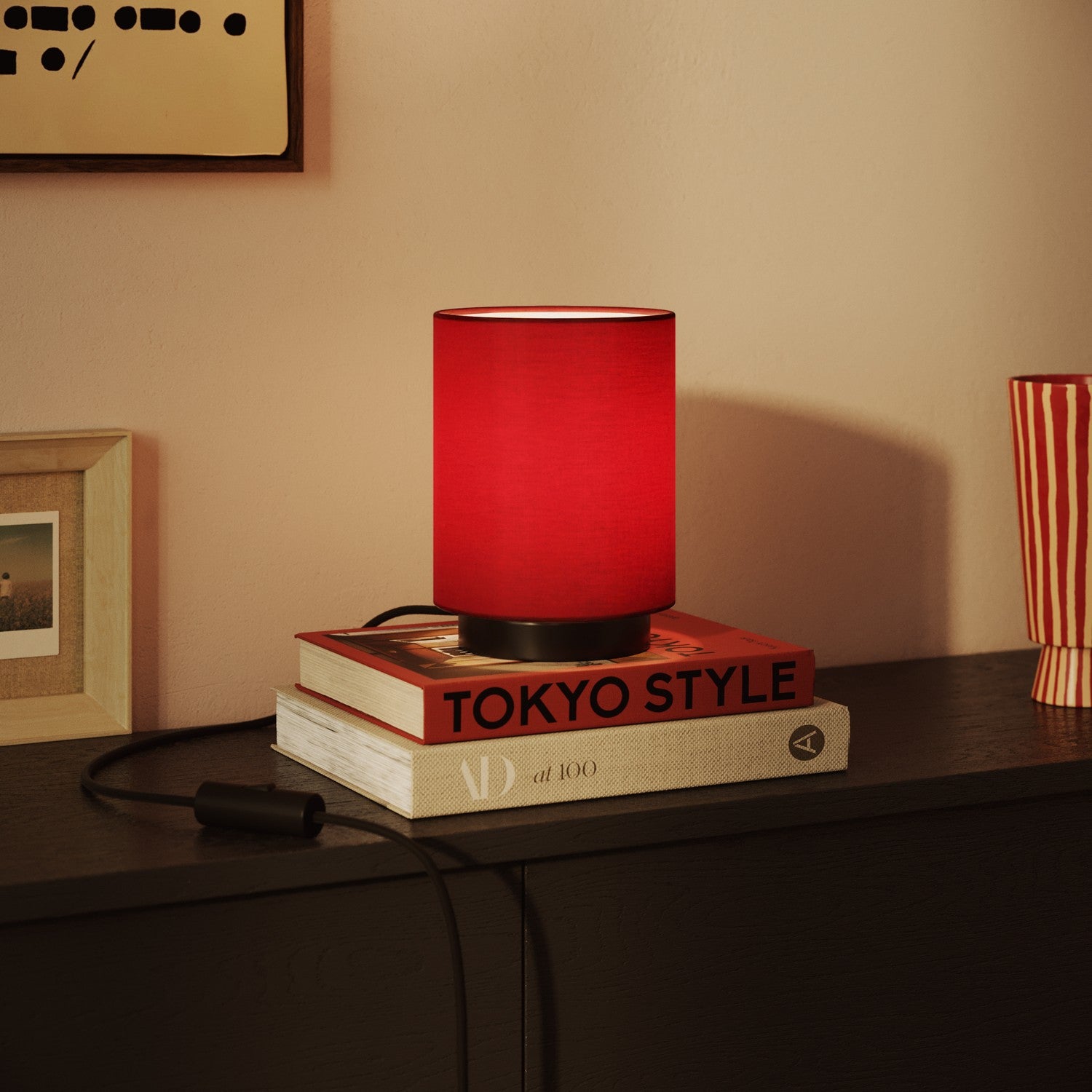 Paralume Cilindro S in tessuto con attacco E27 - Made in Italy - Teletta Rosso