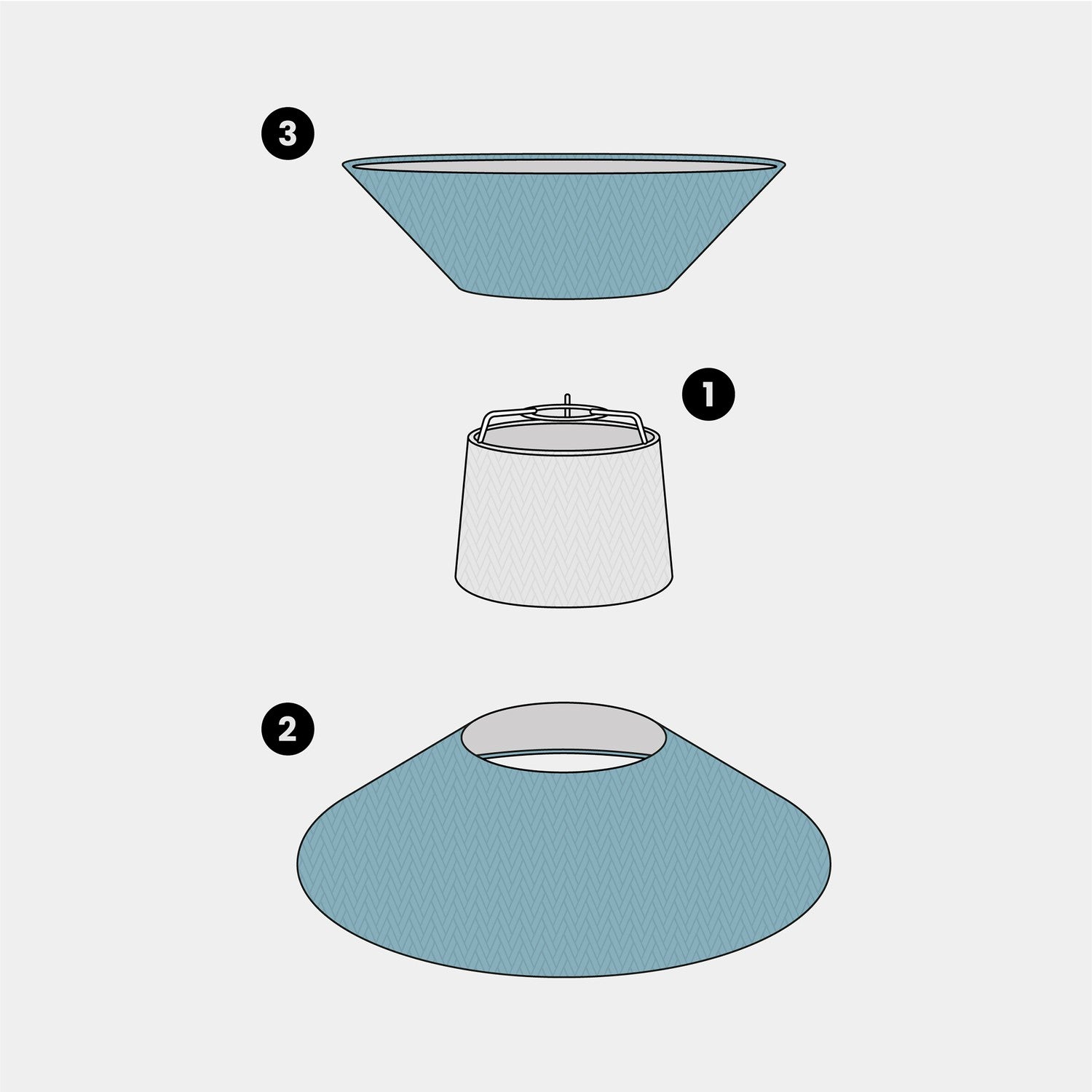 Paralume in tessuto Clessidra Teletta azzurro severo - Made in Italy Arenal sabbia
