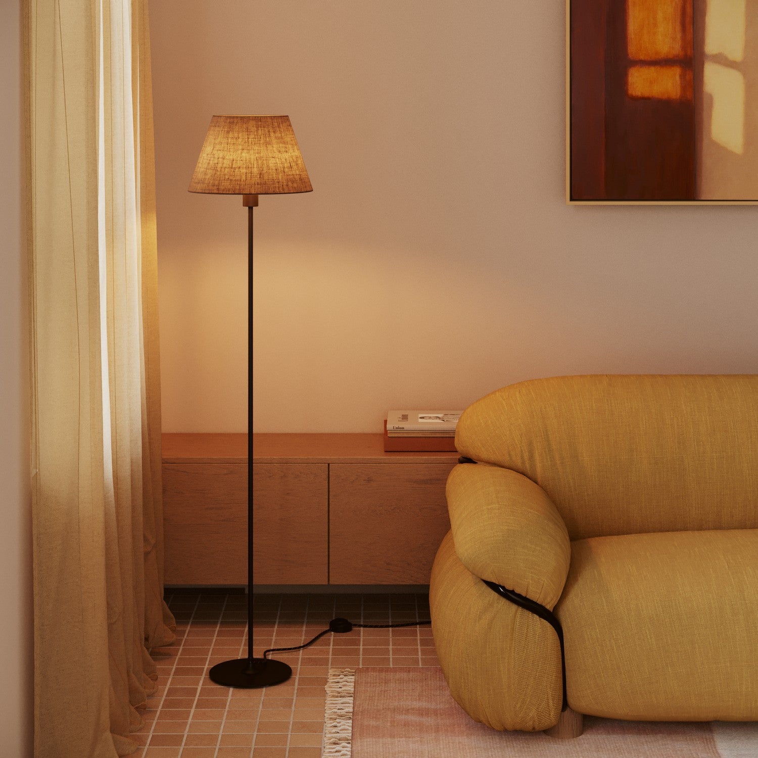 Paralume Impero M in tessuto per lampada da terra con attacco E27 - Made in Italy - Camelot Marrone