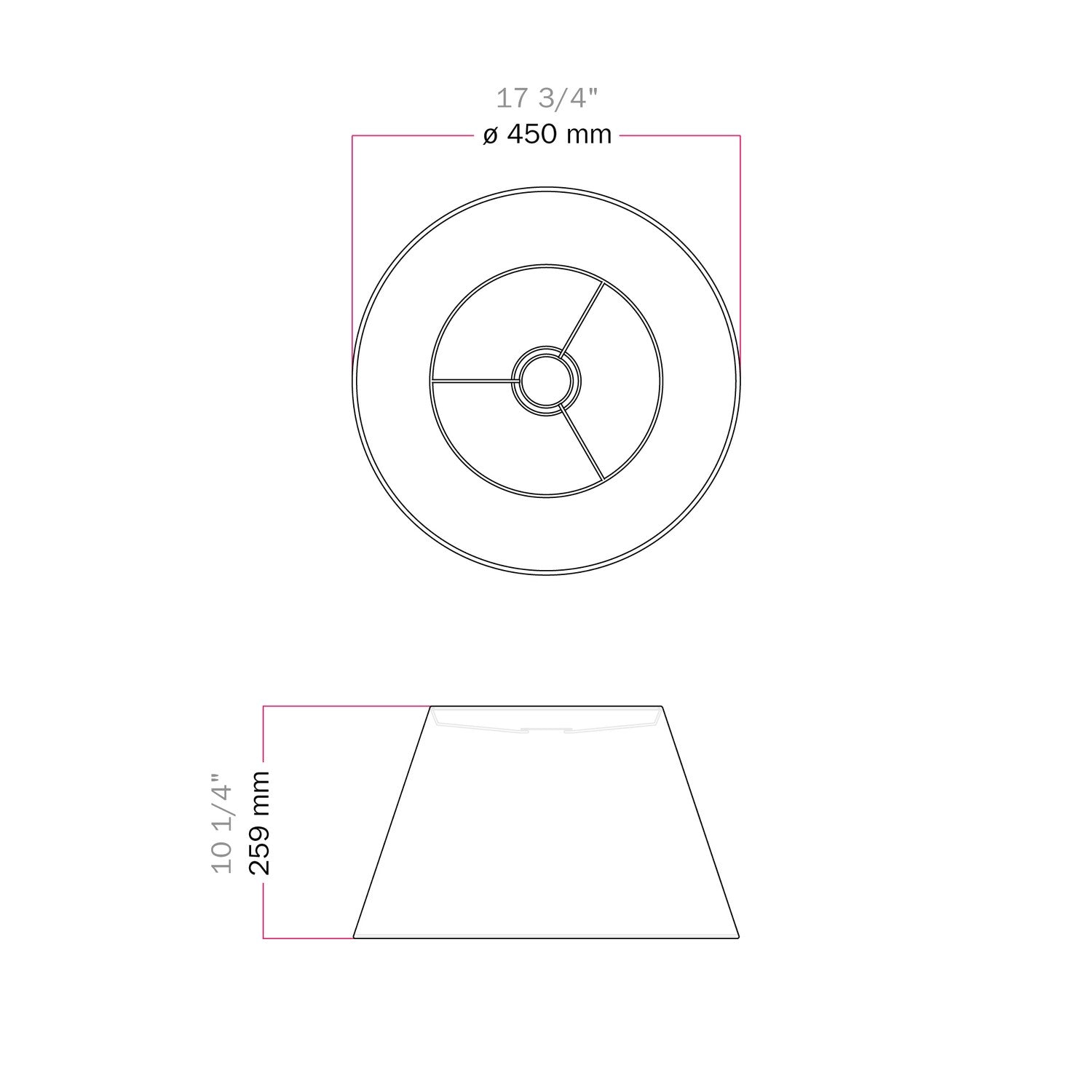 Paralume Impero L per sospensione con attacco E27 - Made in Italy - Teletta Antracite
