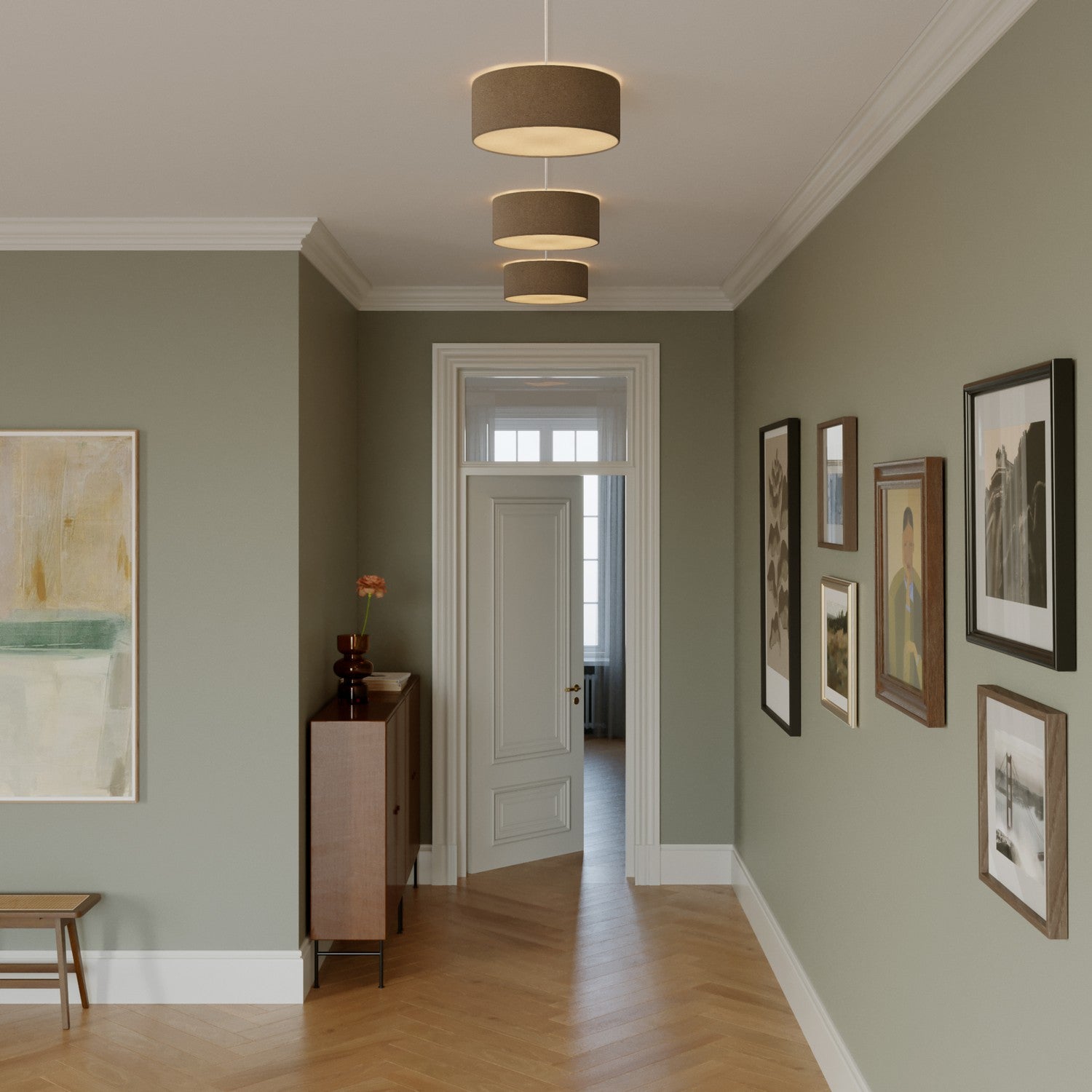 Plafoniera in tessuto Small - Made in Italy - Lana Marrone