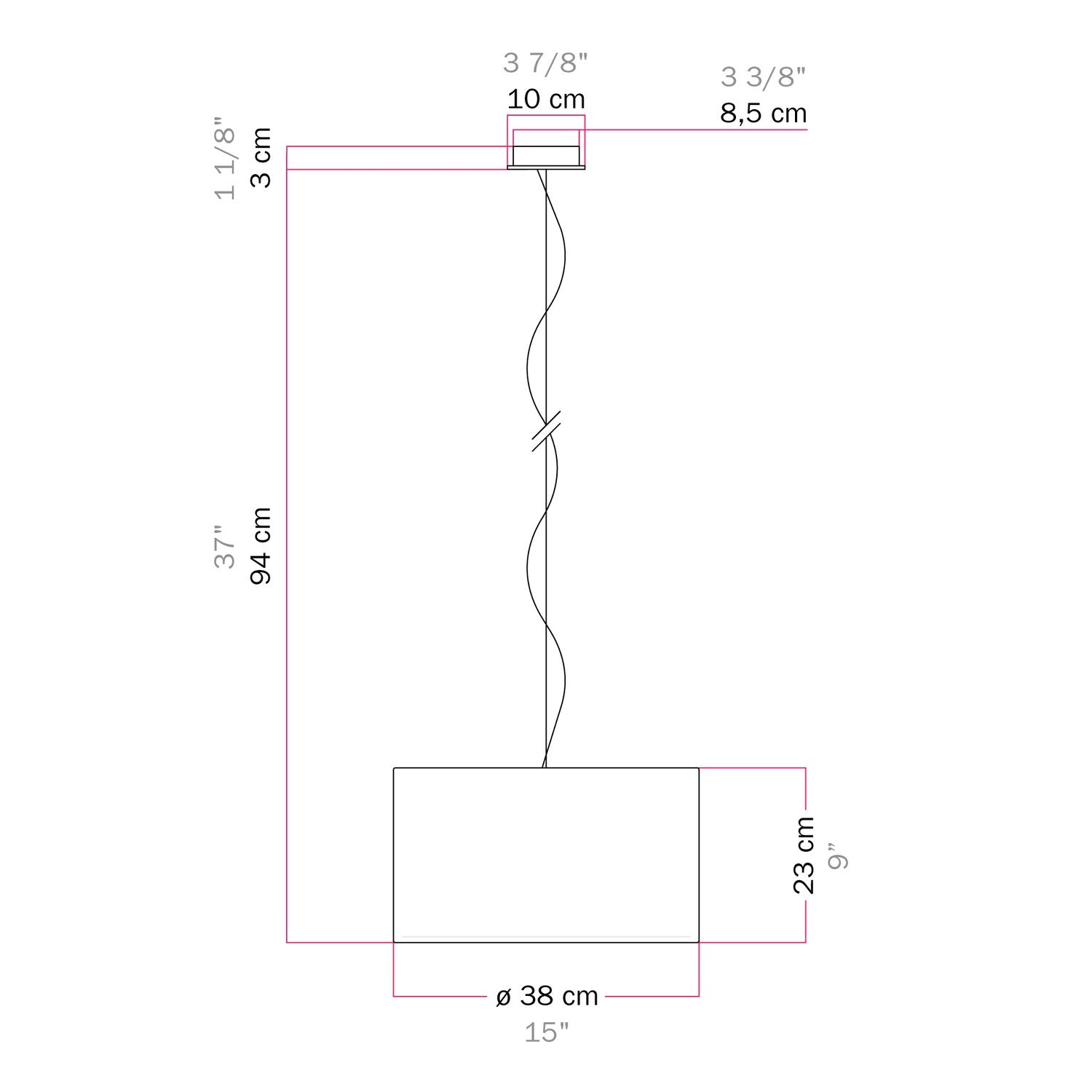 Lampada a sospensione con paralume in tessuto Cilindro Small Arenal oro - Made in Italy Si