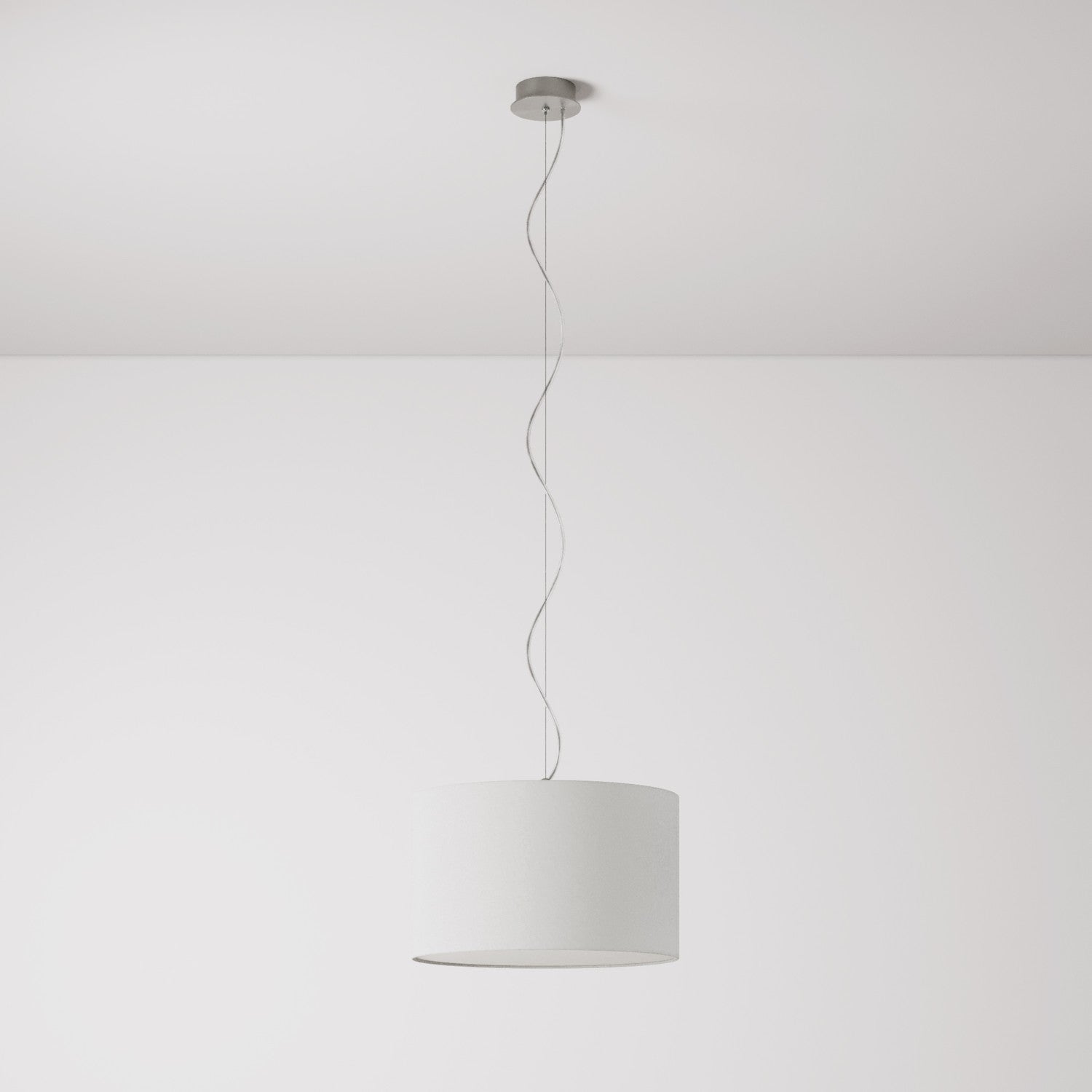 Lampada a sospensione con paralume in tessuto Cilindro Small Lino crudo - Made in Italy Si