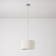 Lampada a sospensione con paralume in tessuto Cilindro Small - Made in Italy - Lana Sabbia No