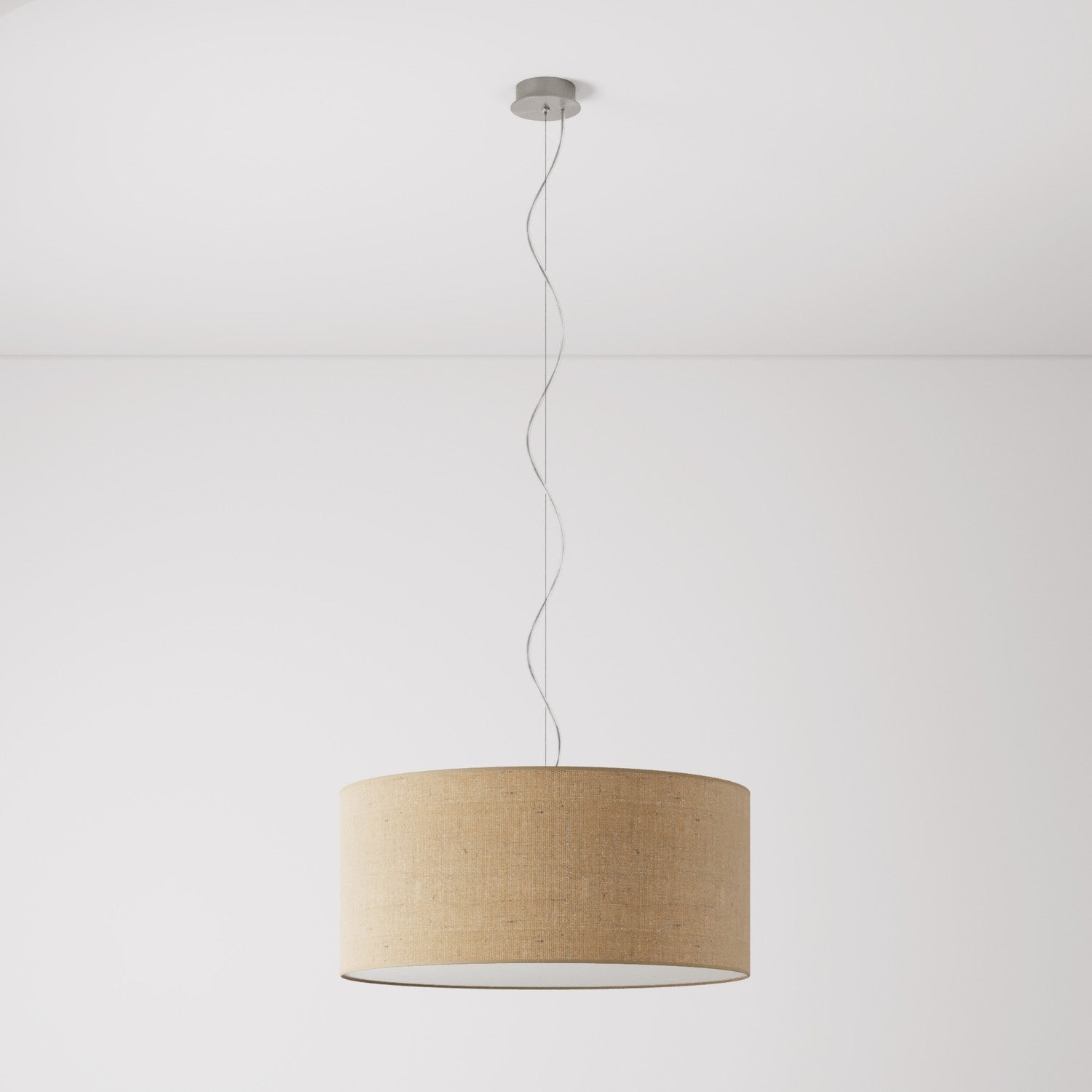 Lampada a sospensione con paralume in tessuto Cilindro Large - Made in Italy - Juta Naturale No