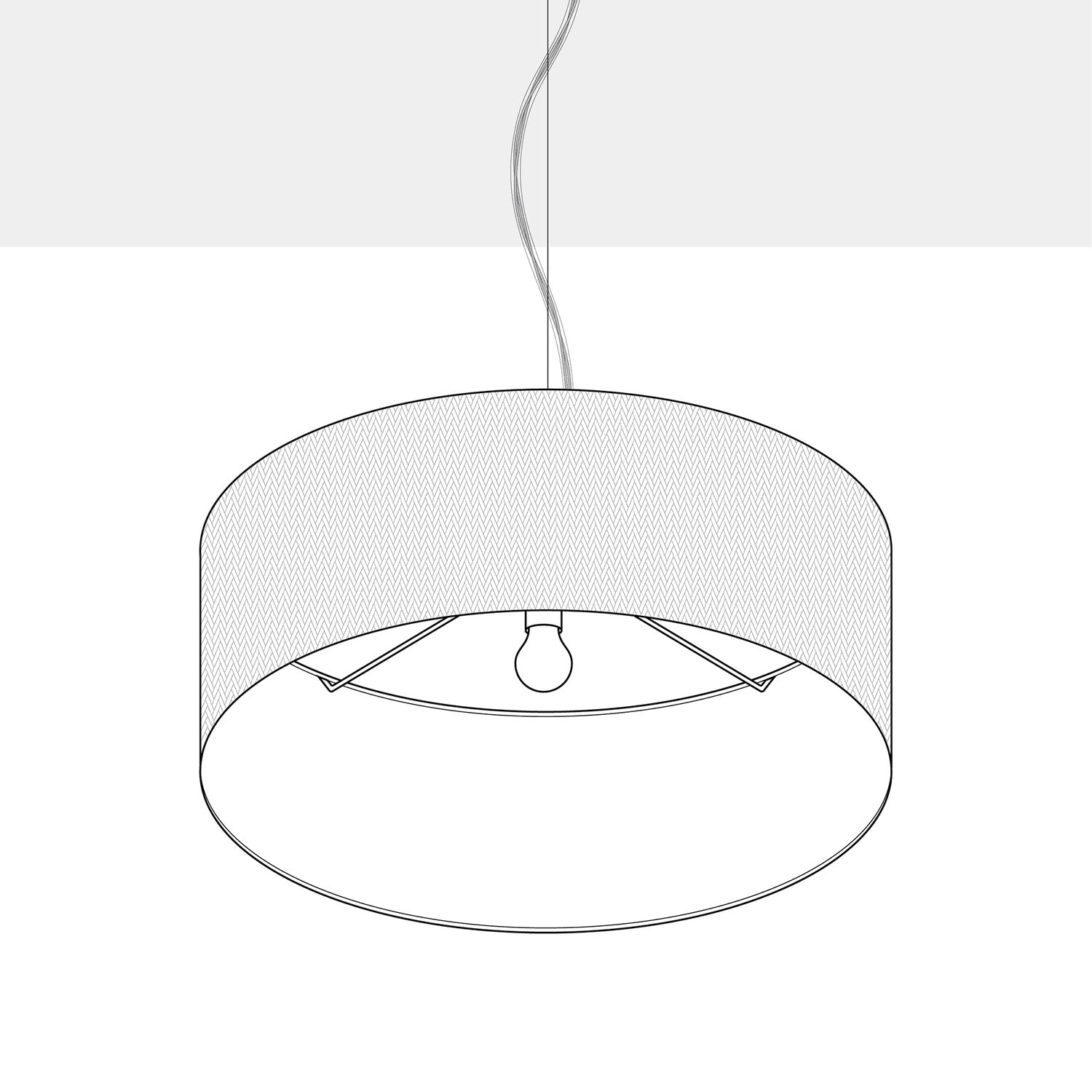 Lampada a sospensione con paralume in tessuto Cilindro Large - Made in Italy - Lana Grigio Scuro No