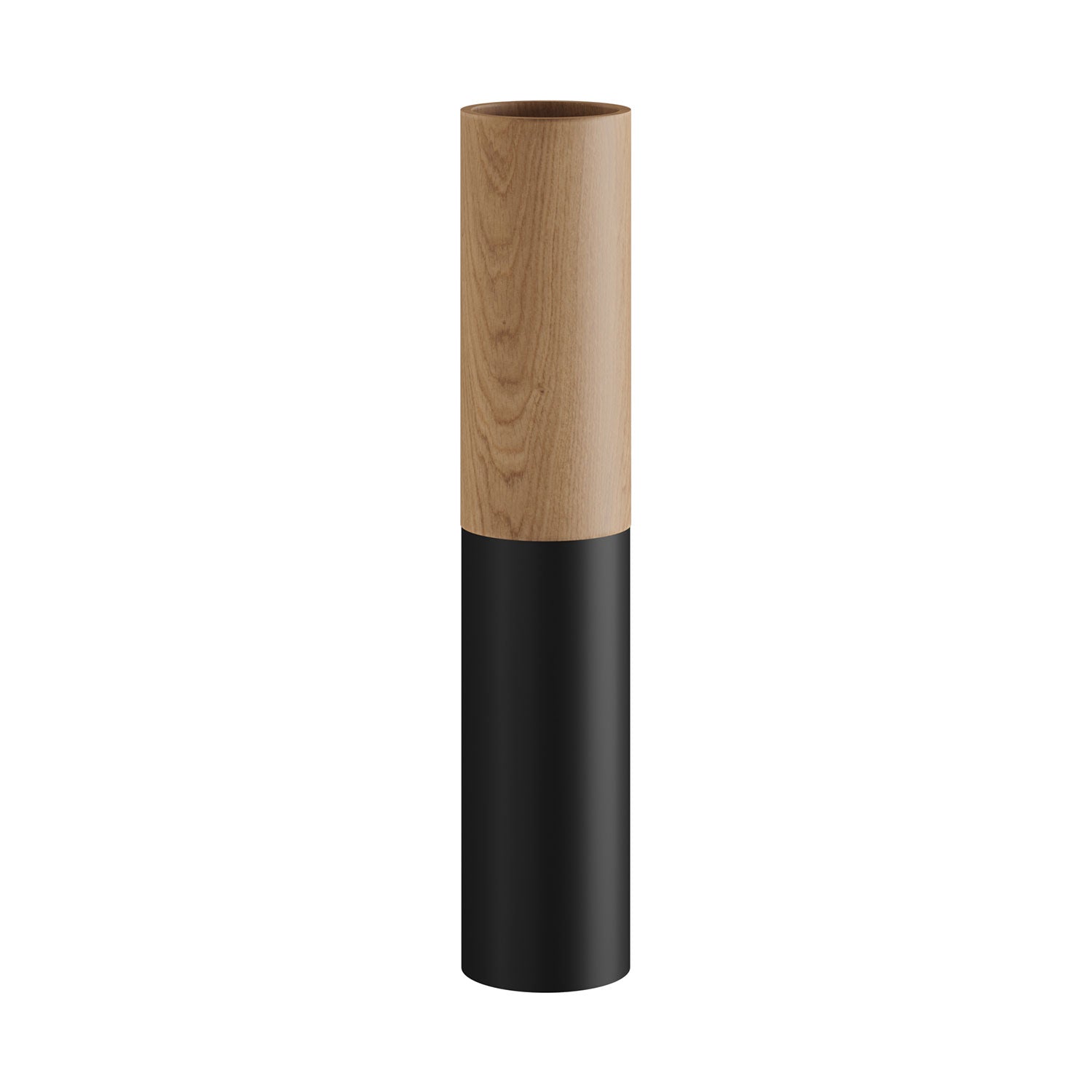 Tub-E14, tubo in legno e metallo per faretto con portalampada doppia ghiera E14 - Neutro e Nero