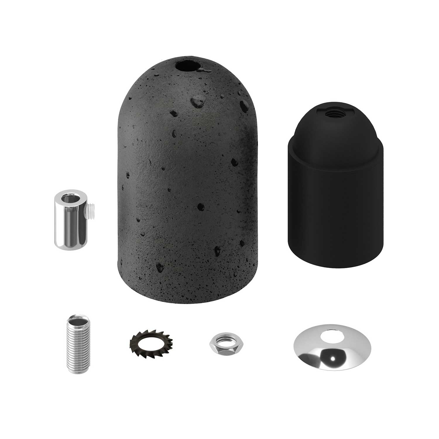 Kit portalampada E27 in cemento - Cemento scuro