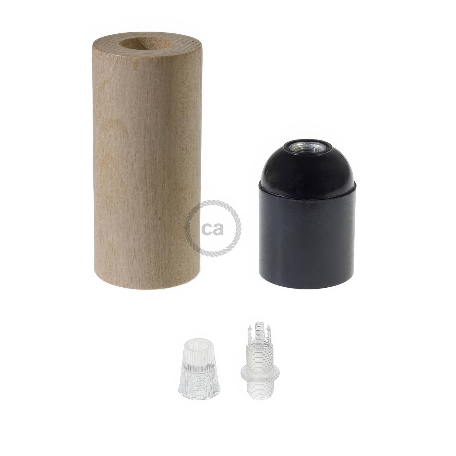Kit portalampada E27 in legno per cordone 2XL - Neutro