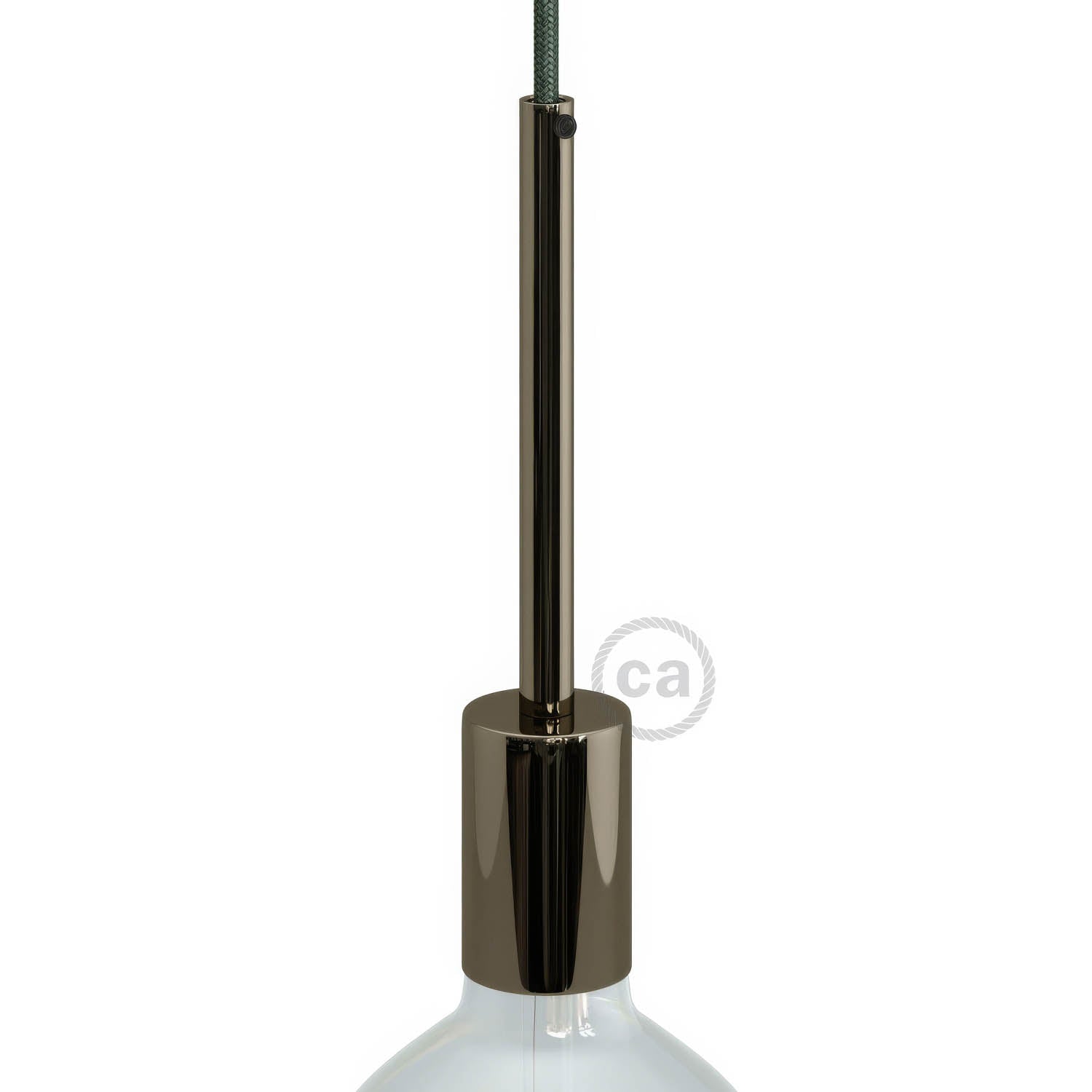 Kit portalampada E27 cilindrico in metallo con serracavo da 15 cm - Nero perla