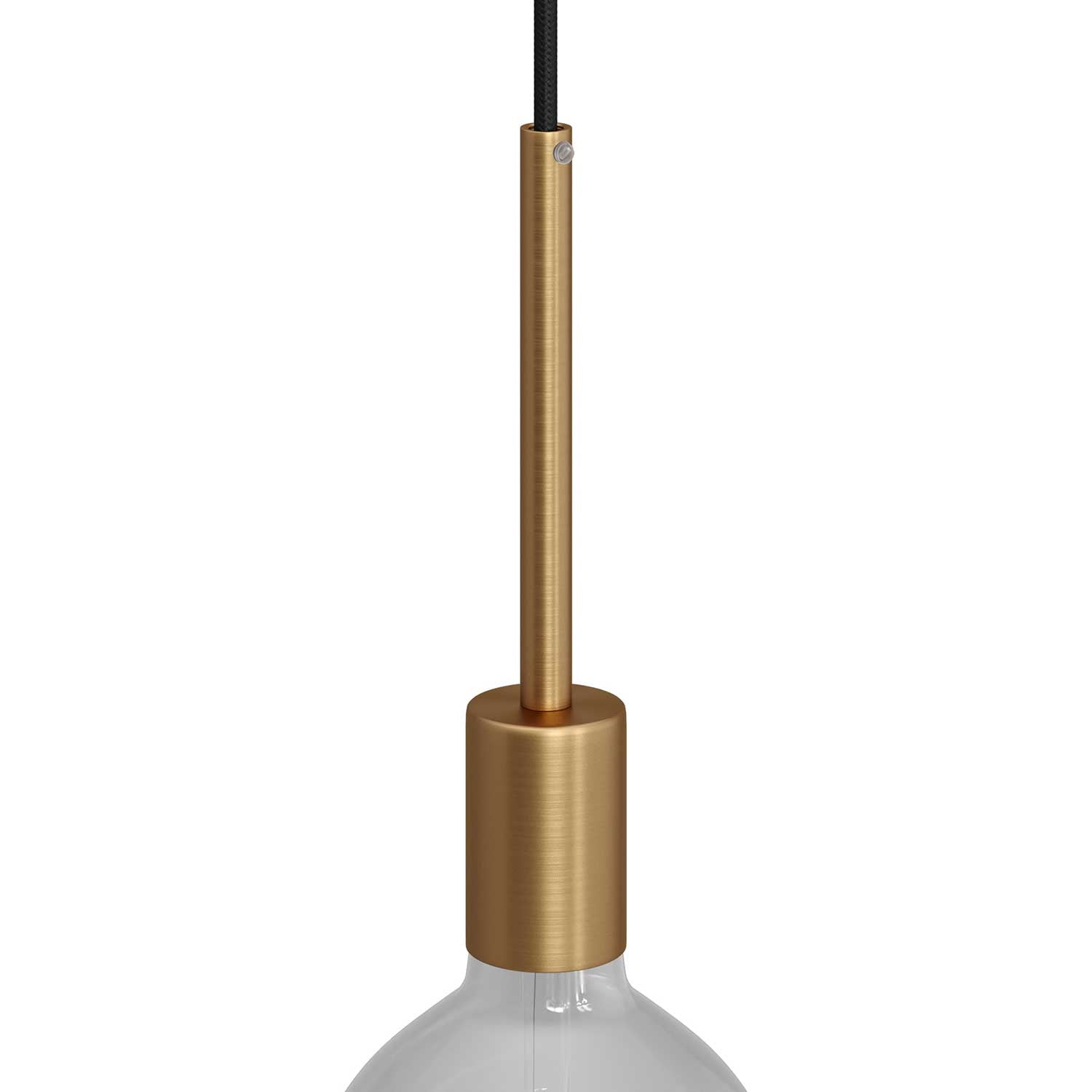 Kit portalampada E27 cilindrico in metallo con serracavo da 15 cm - Bronzo satinato