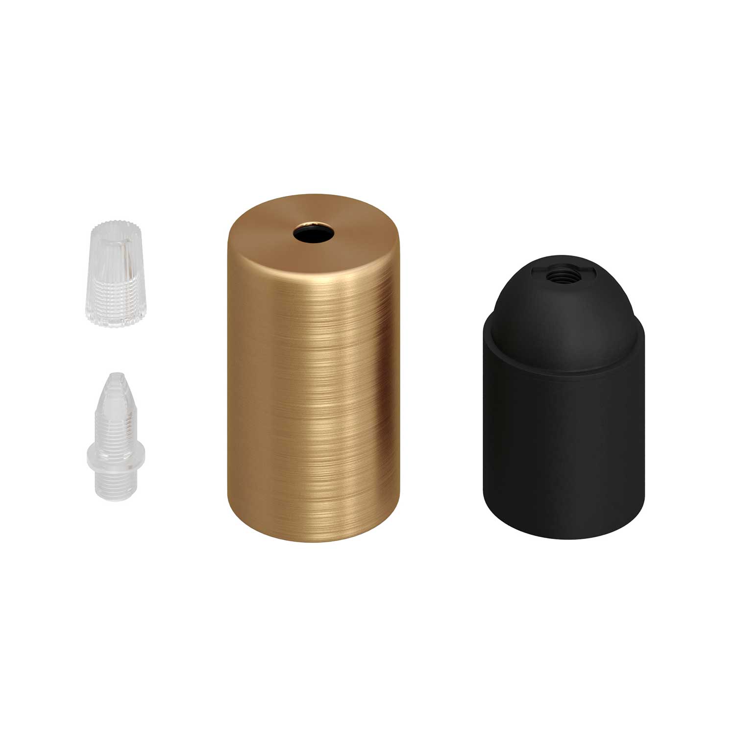 Kit portalampada E27 cilindrico in metallo - Bronzo satinato Conico