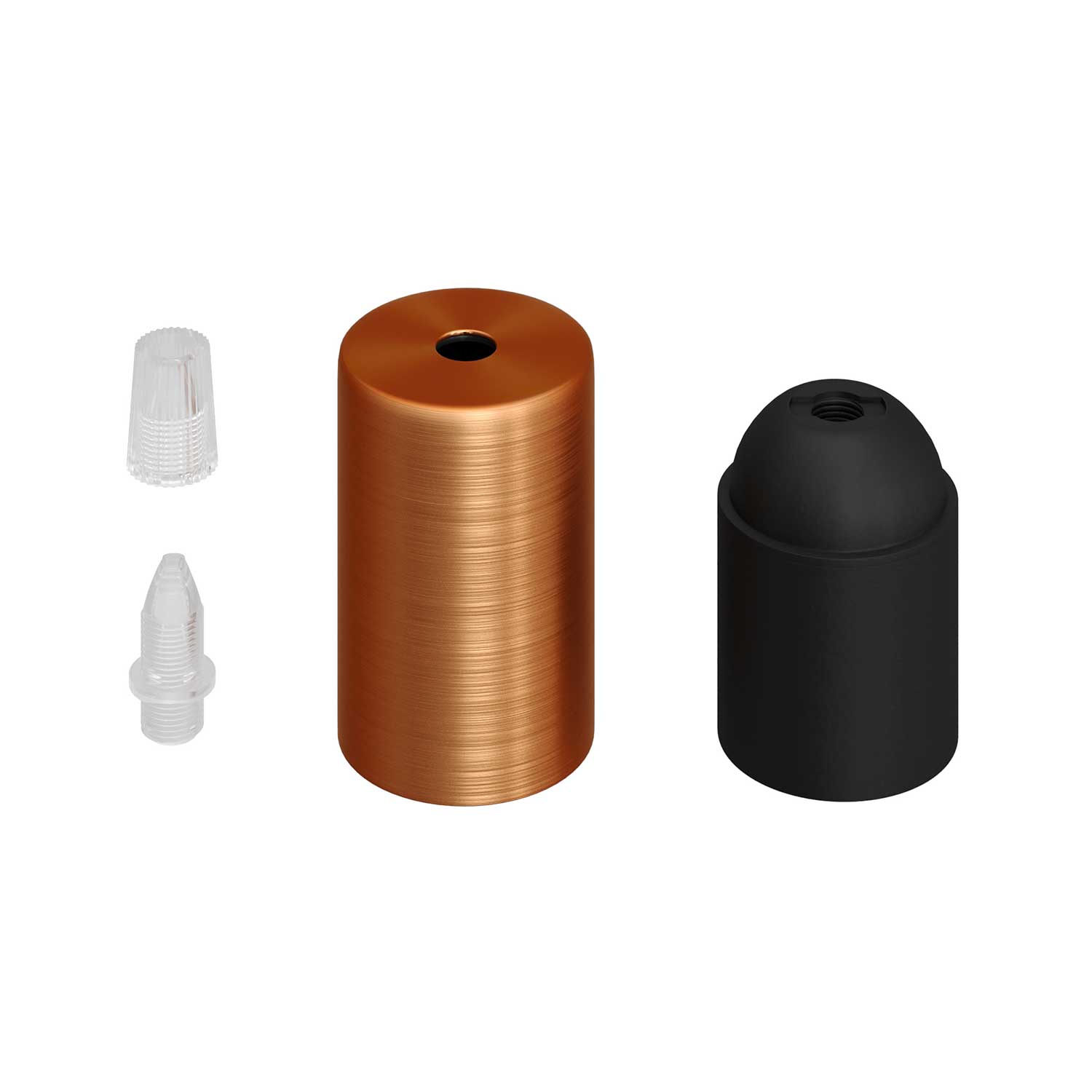 Kit portalampada E27 cilindrico in metallo - Rame satinato Conico
