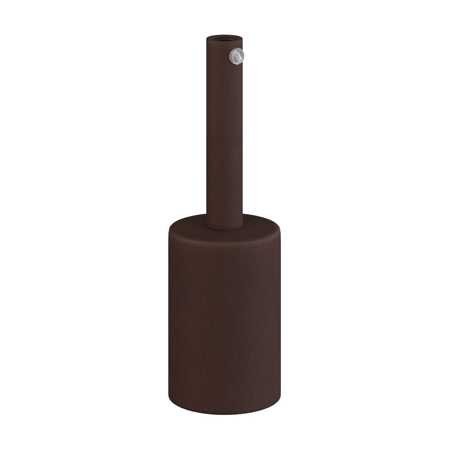 Kit portalampada E27 cilindrico in metallo con serracavo da 7 cm - Ruggine scura verniciata