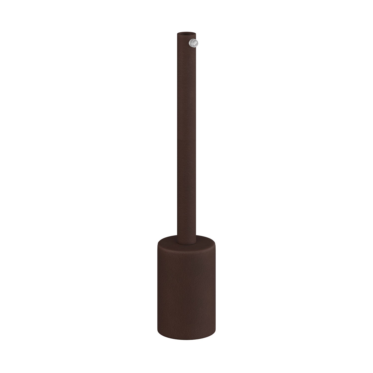 Kit portalampada E27 cilindrico in metallo con serracavo da 15 cm - Ruggine scura verniciata