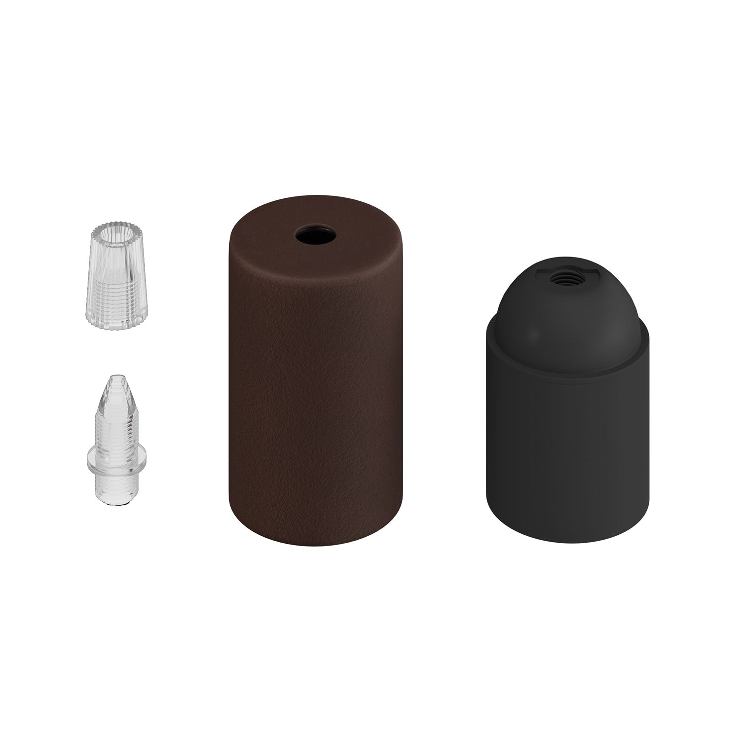 Kit portalampada E27 cilindrico in metallo - Ruggine scura verniciata Conico
