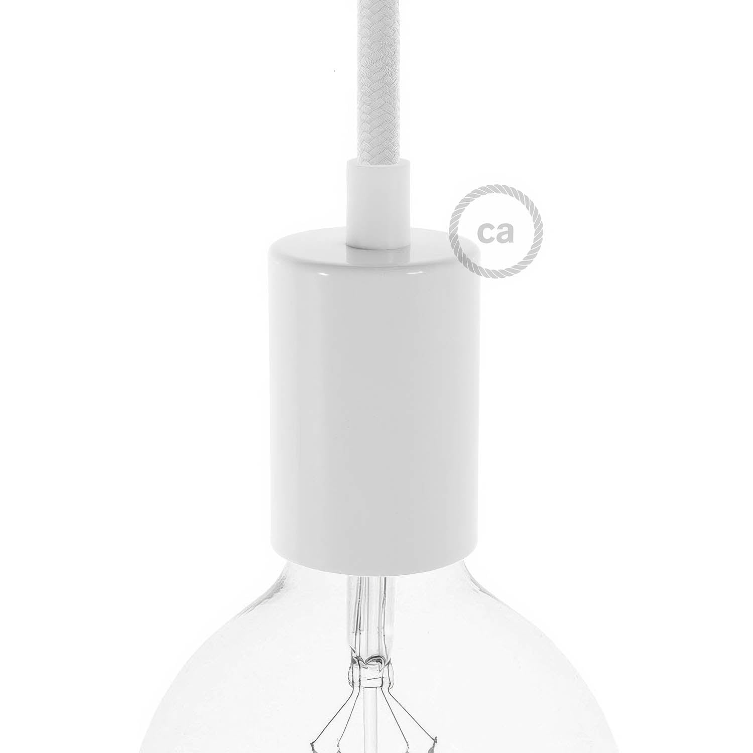 Kit portalampada E27 cilindrico in metallo - Bianco lucido Cilindrico