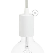 Kit portalampada E27 cilindrico in metallo - Bianco lucido Conico