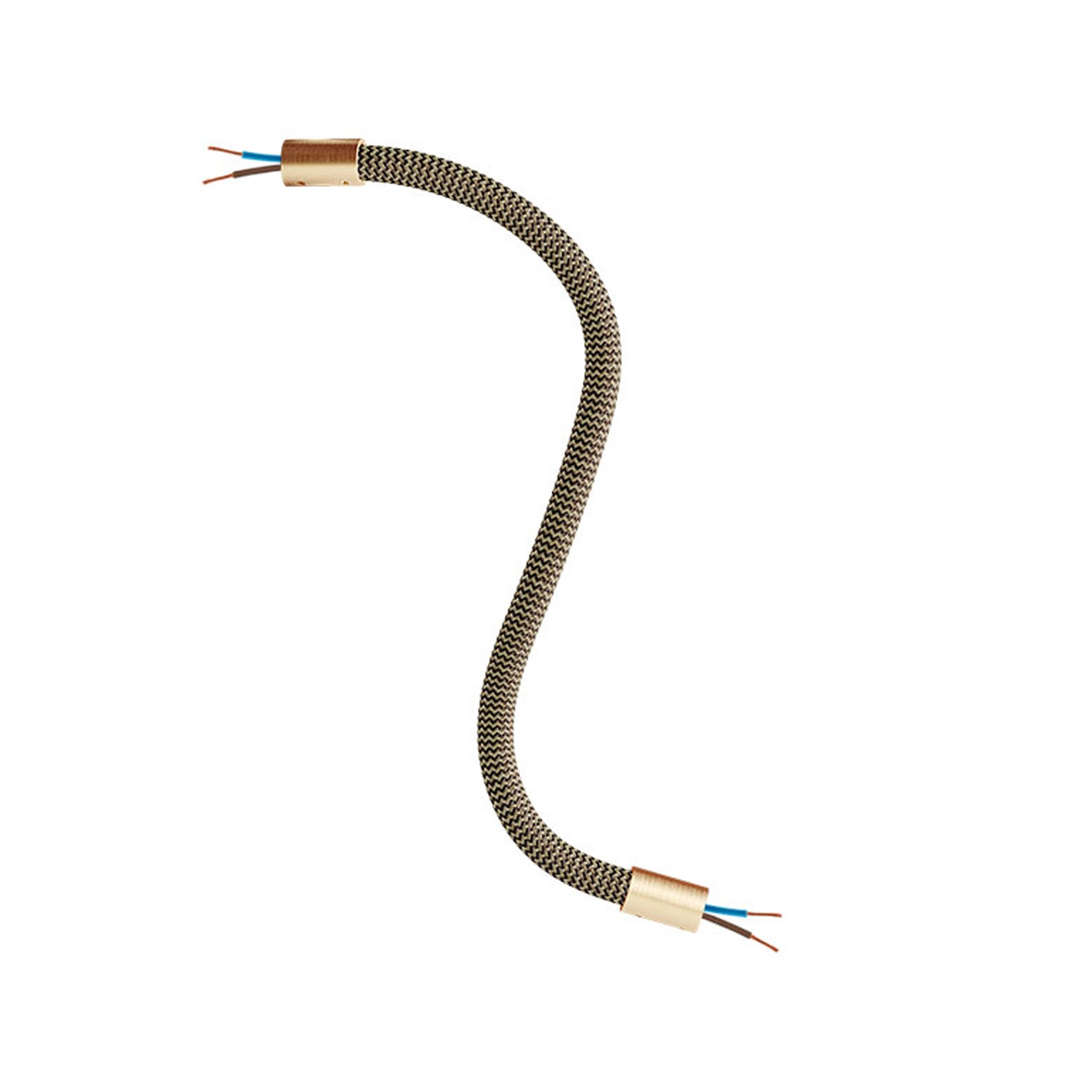 Kit Creative Flex tubo flessibile di estensione rivestito in tessuto RZ24 Nero e Oro con terminali metallici Bronzo satinato 30 cm