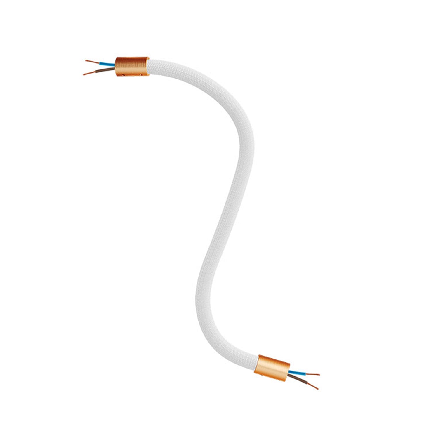 Kit Creative Flex tubo flessibile di estensione rivestito in tessuto RM01 Bianco con terminali metallici Rame satinato 30 cm