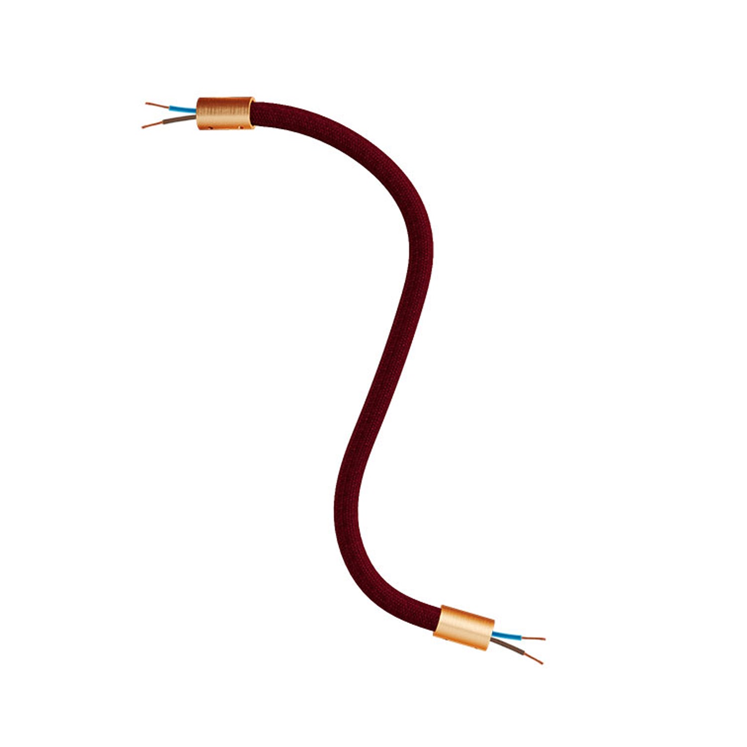 Kit Creative Flex tubo flessibile di estensione rivestito in tessuto RM19 Bordeaux con terminali metallici Rame satinato 30 cm