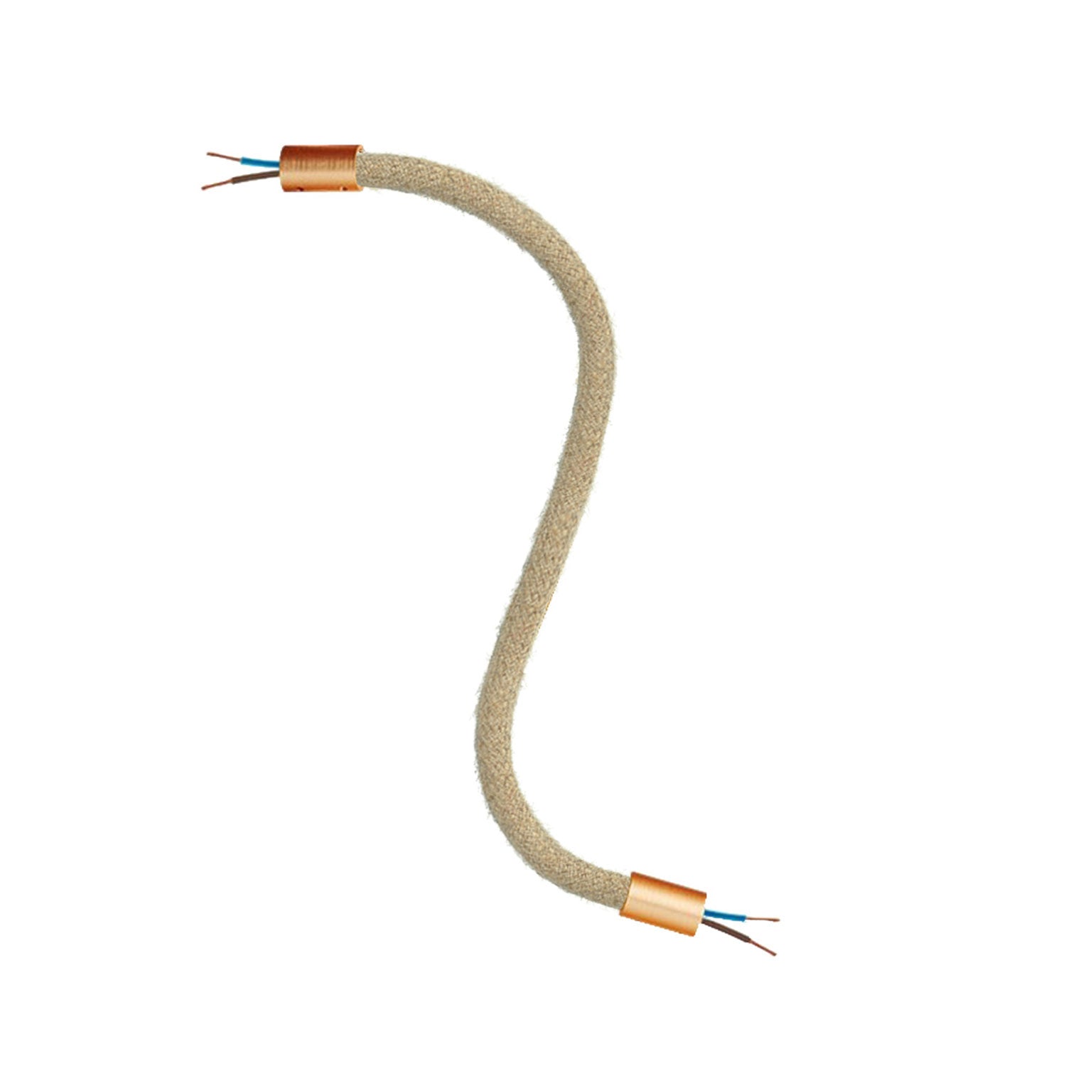Kit Creative Flex tubo flessibile di estensione rivestito in juta RN06 Neutro con terminali metallici Rame satinato 30 cm