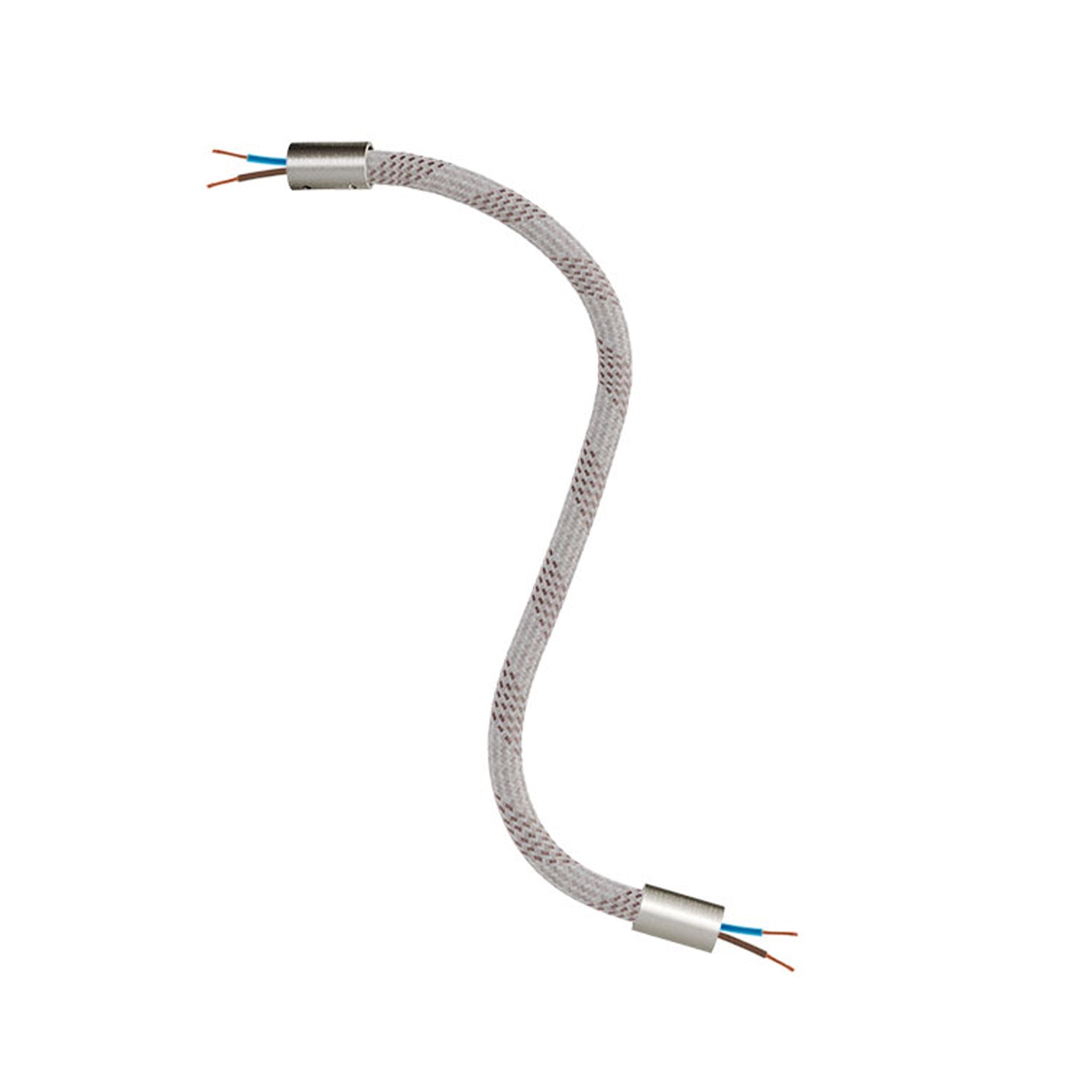 Kit Creative Flex tubo flessibile di estensione rivestito in tessuto RM72 Mèlange chiaro con terminali metallici Titanio satinato 30 cm