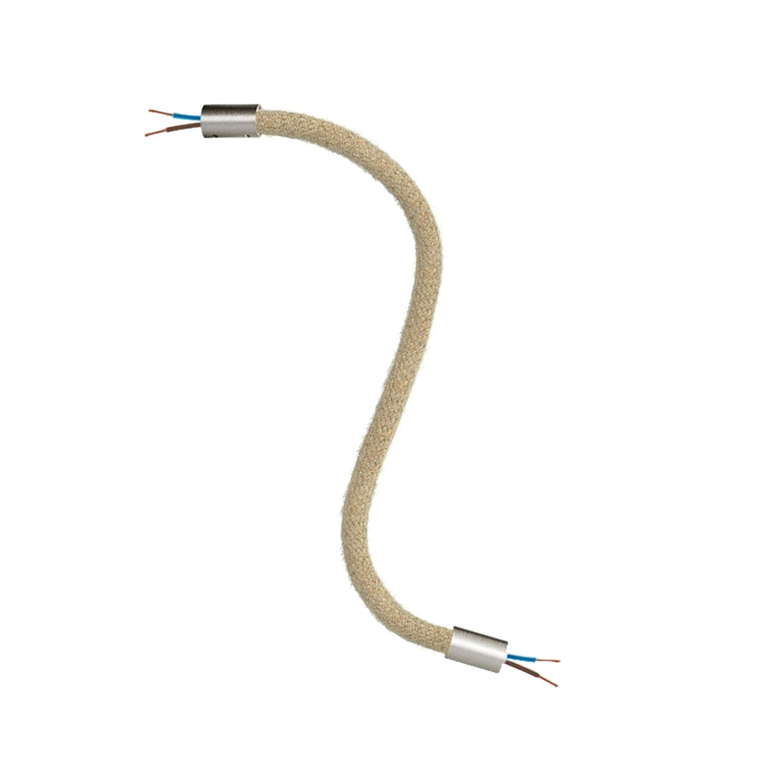 Kit Creative Flex tubo flessibile di estensione rivestito in juta RN06 Neutro con terminali metallici Titanio satinato 30 cm