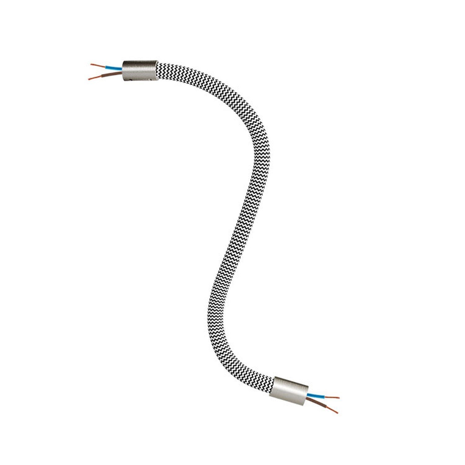 Kit Creative Flex tubo flessibile di estensione rivestito in tessuto RZ04 Nero Bianco con terminali metallici Titanio satinato 30 cm