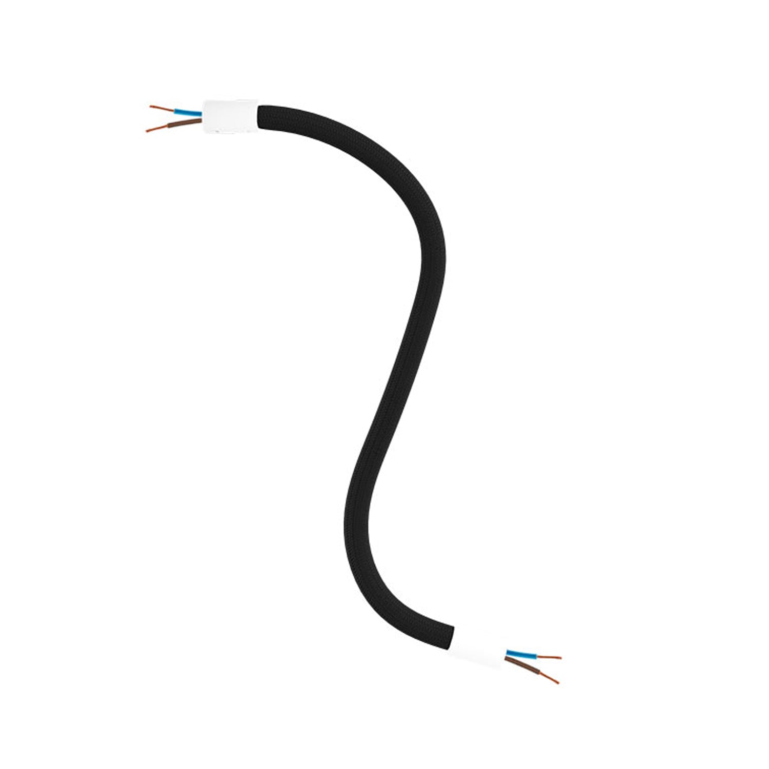 Kit Creative Flex tubo flessibile di estensione rivestito in tessuto RM04 Nero con terminali metallici Bianco opaco 30 cm