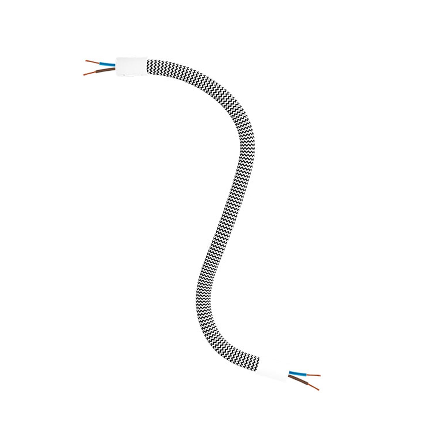 Kit Creative Flex tubo flessibile di estensione rivestito in tessuto RZ04 Nero Bianco con terminali metallici Bianco opaco 30 cm