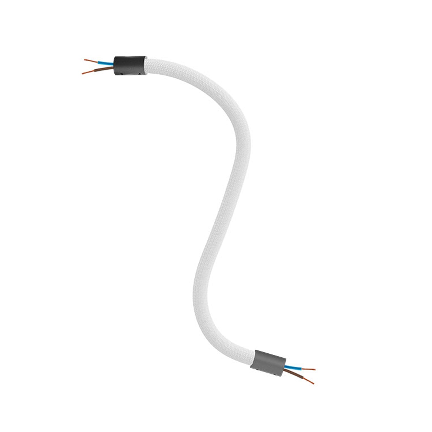 Kit Creative Flex tubo flessibile di estensione rivestito in tessuto RM01 Bianco con terminali metallici Nero 30 cm