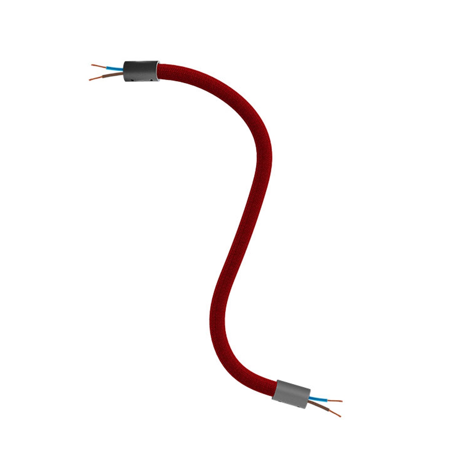 Kit Creative Flex tubo flessibile di estensione rivestito in tessuto RM09 Rosso con terminali metallici Nero 30 cm