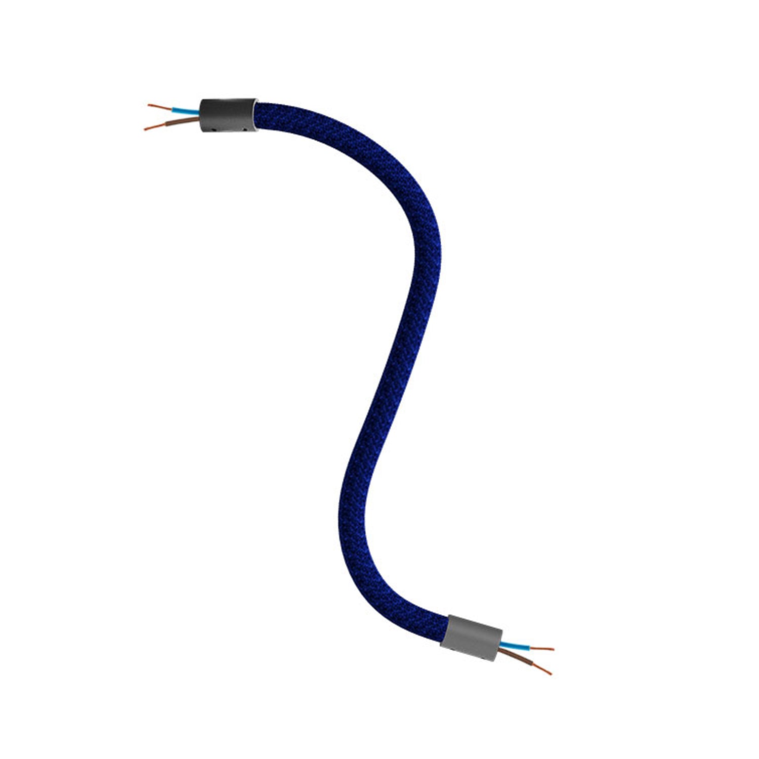 Kit Creative Flex tubo flessibile di estensione rivestito in tessuto RM20 Blu scuro con terminali metallici Nero 30 cm