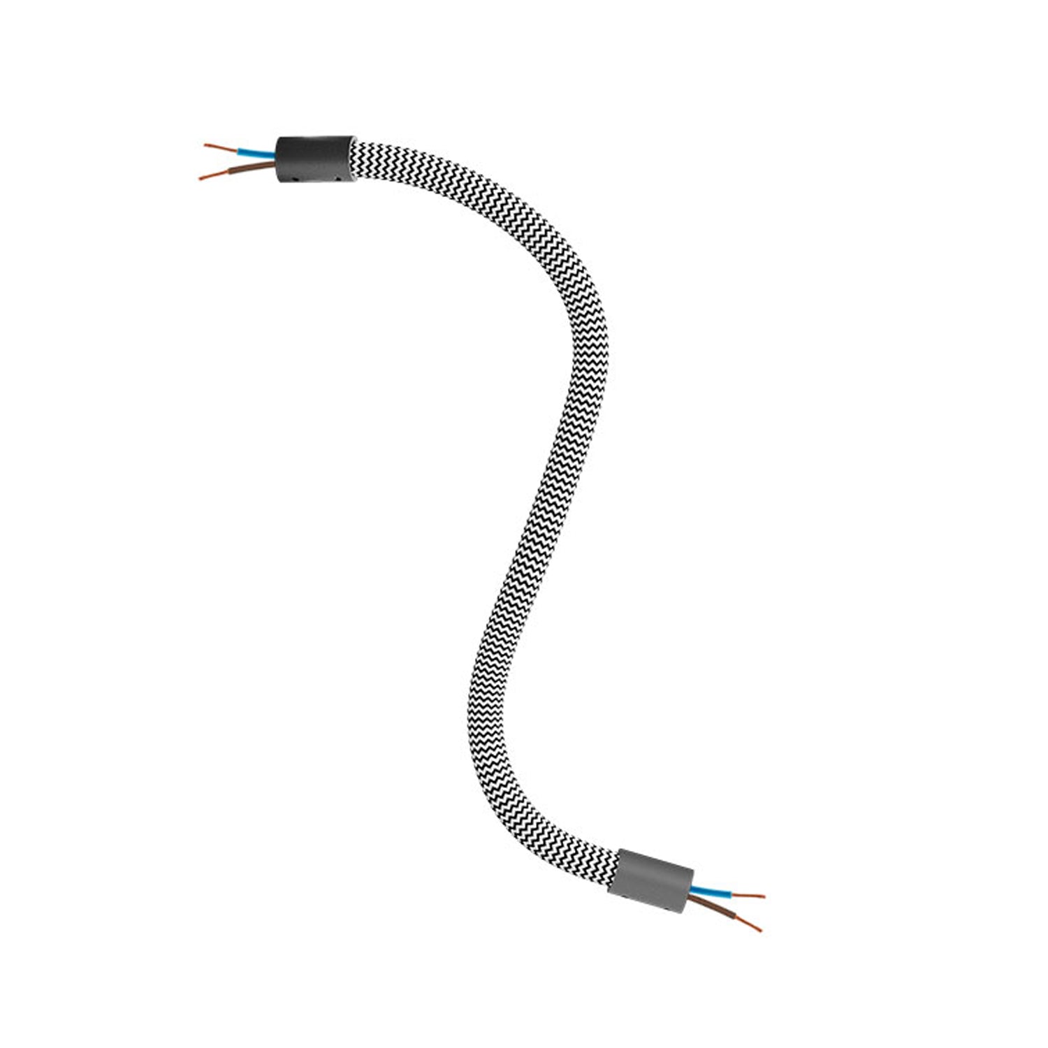 Kit Creative Flex tubo flessibile di estensione rivestito in tessuto RZ04 Nero Bianco con terminali metallici Nero 30 cm