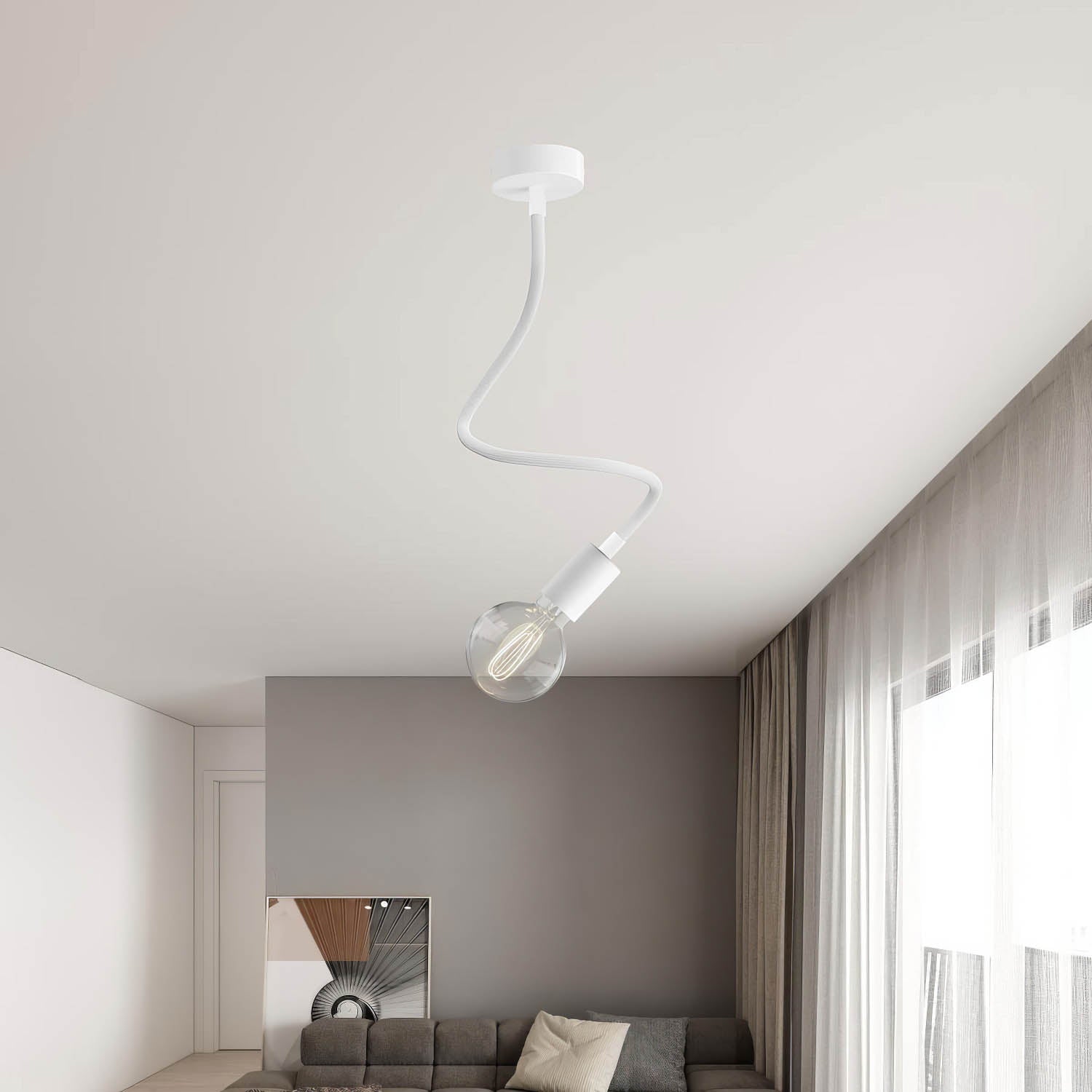 Kit Creative Flex tubo flessibile di estensione rivestito in tessuto RM01 Bianco con terminali metallici Bianco opaco 60 cm