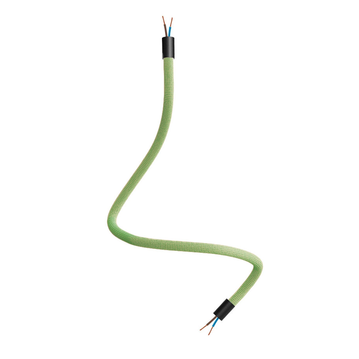 Kit Creative Flex tubo flessibile rivestito in tessuto RM77 Verde prato con terminali metallici Nero 60 cm