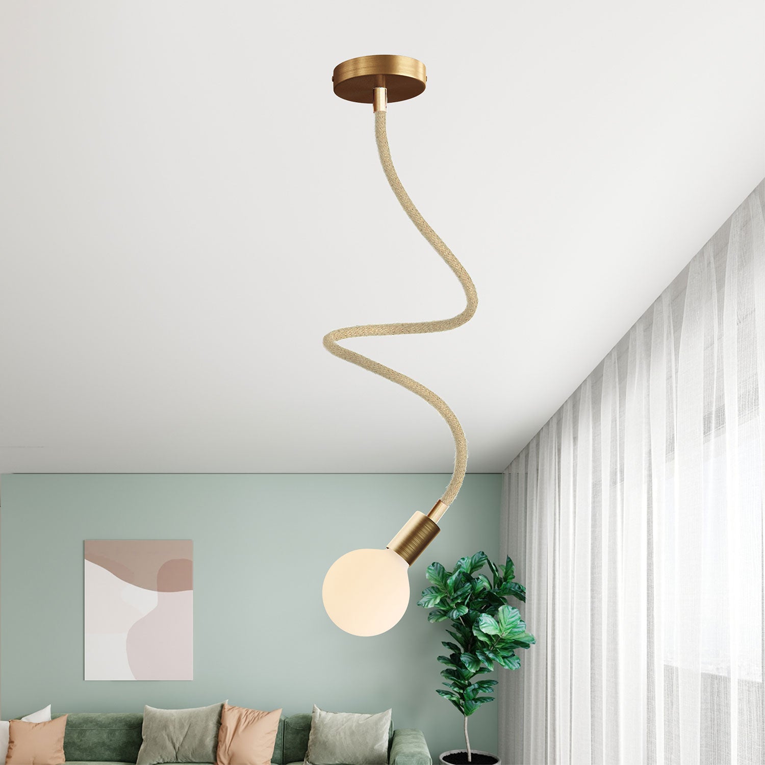 Kit Creative Flex tubo flessibile di estensione rivestito in juta RN06 Neutro con terminali metallici Bronzo satinato 90 cm