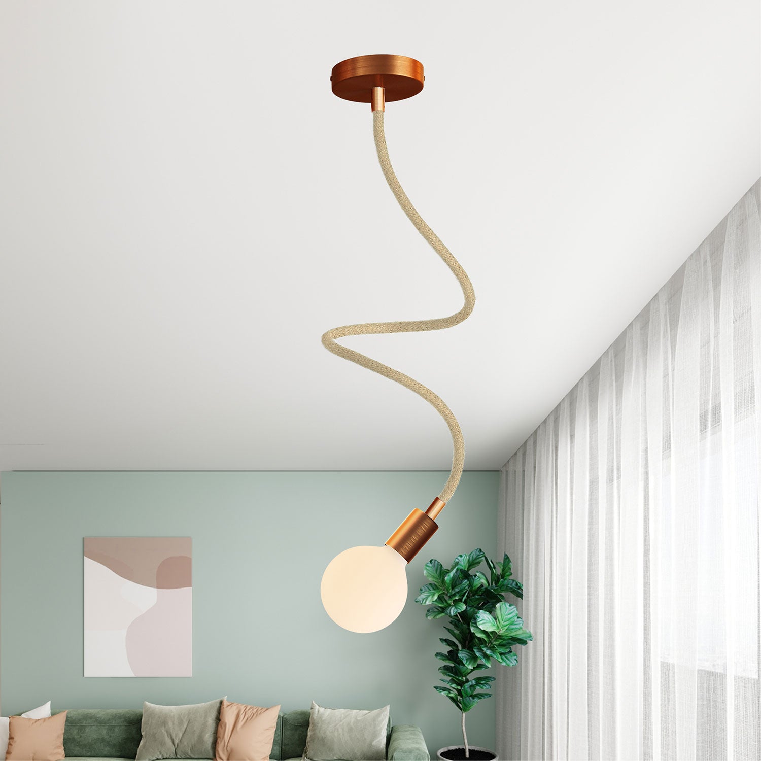 Kit Creative Flex tubo flessibile di estensione rivestito in juta RN06 Neutro con terminali metallici Rame satinato 90 cm