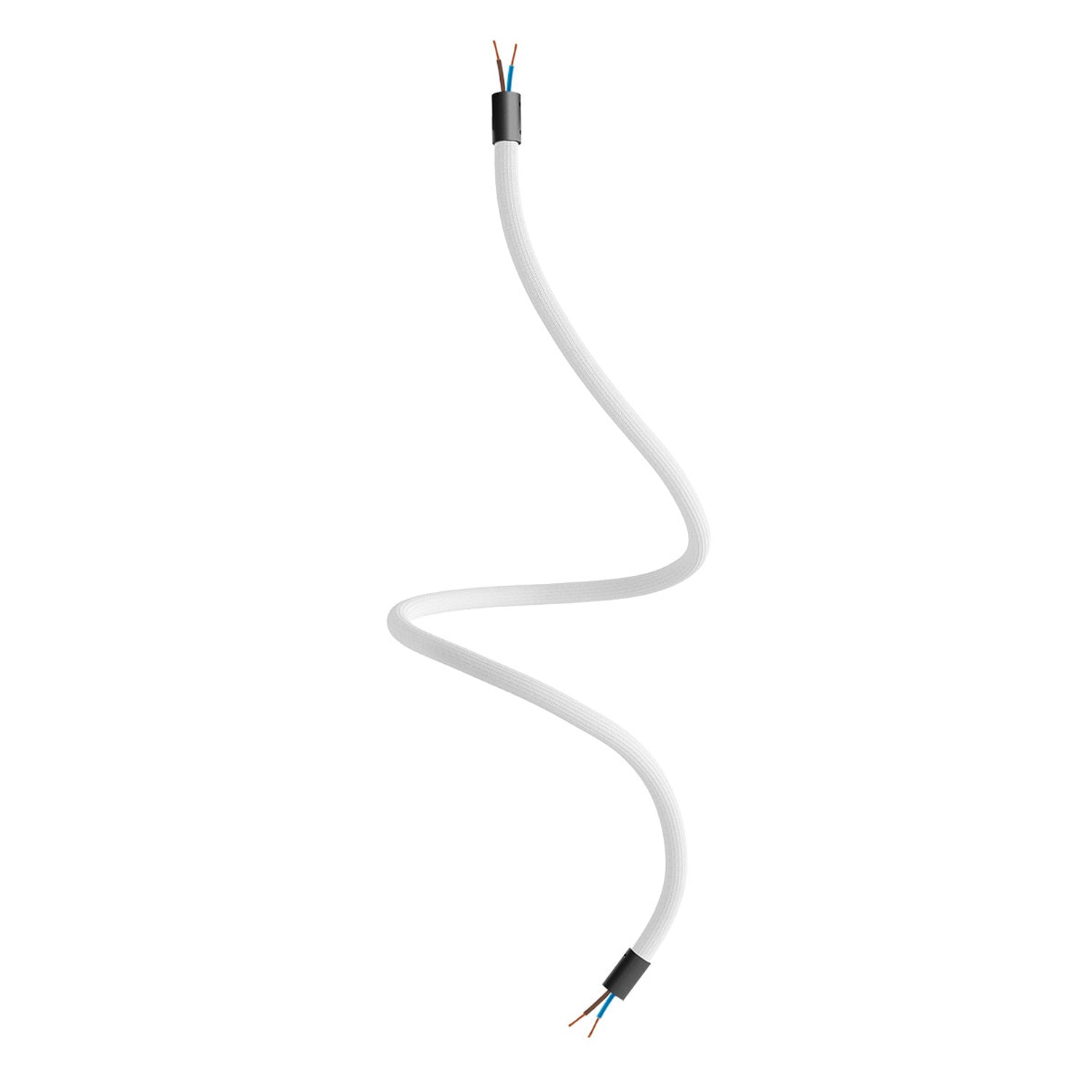 Kit Creative Flex tubo flessibile di estensione rivestito in tessuto RM01 Bianco con terminali metallici Nero 90 cm